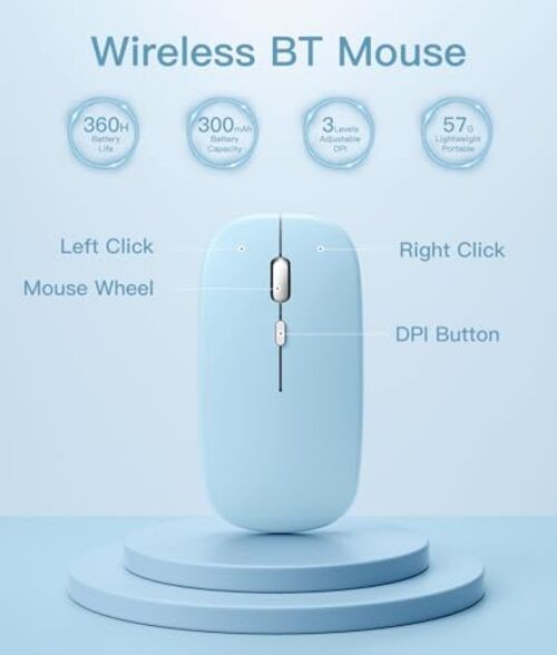 for iPad A16 Case with Keyboard - Mouse Backlit Wireless Detachable Sky Blue