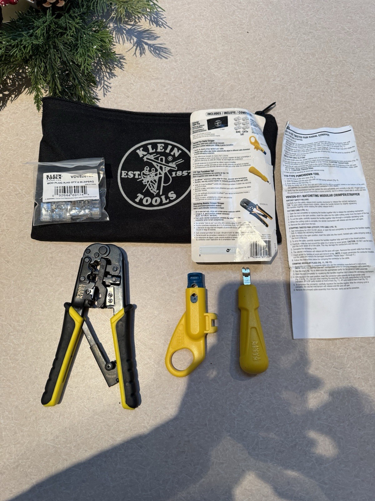 Klein Tools Vdv026-212 Twisted Pair Installation Kit With Zipper Pouch
