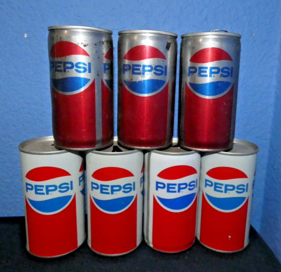 Vintage Steel Soda Can lot of 7 Pepsi
