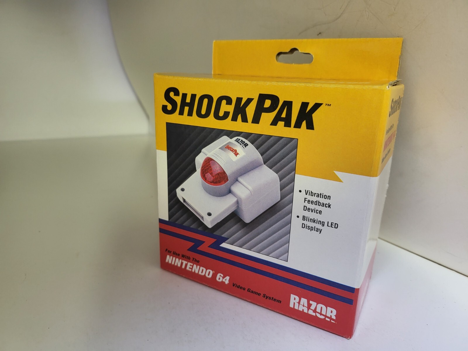 NEW IN BOX Rumble Tremor Vibrate Shock Pak FOR N64 NINTENDO 64 LIGHTS UP #Q13