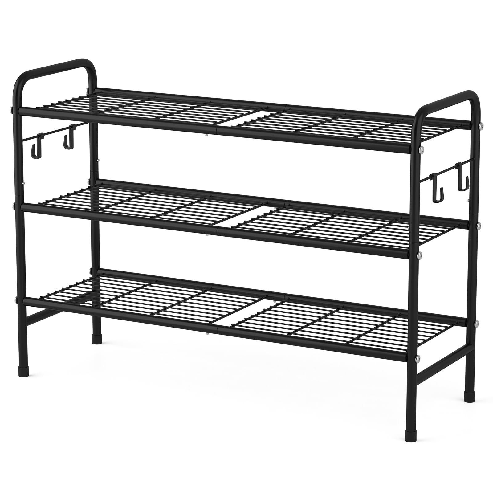 Shoe Rack Organizer Metal Wide Long Storage Tier 33 Side 4-Tier