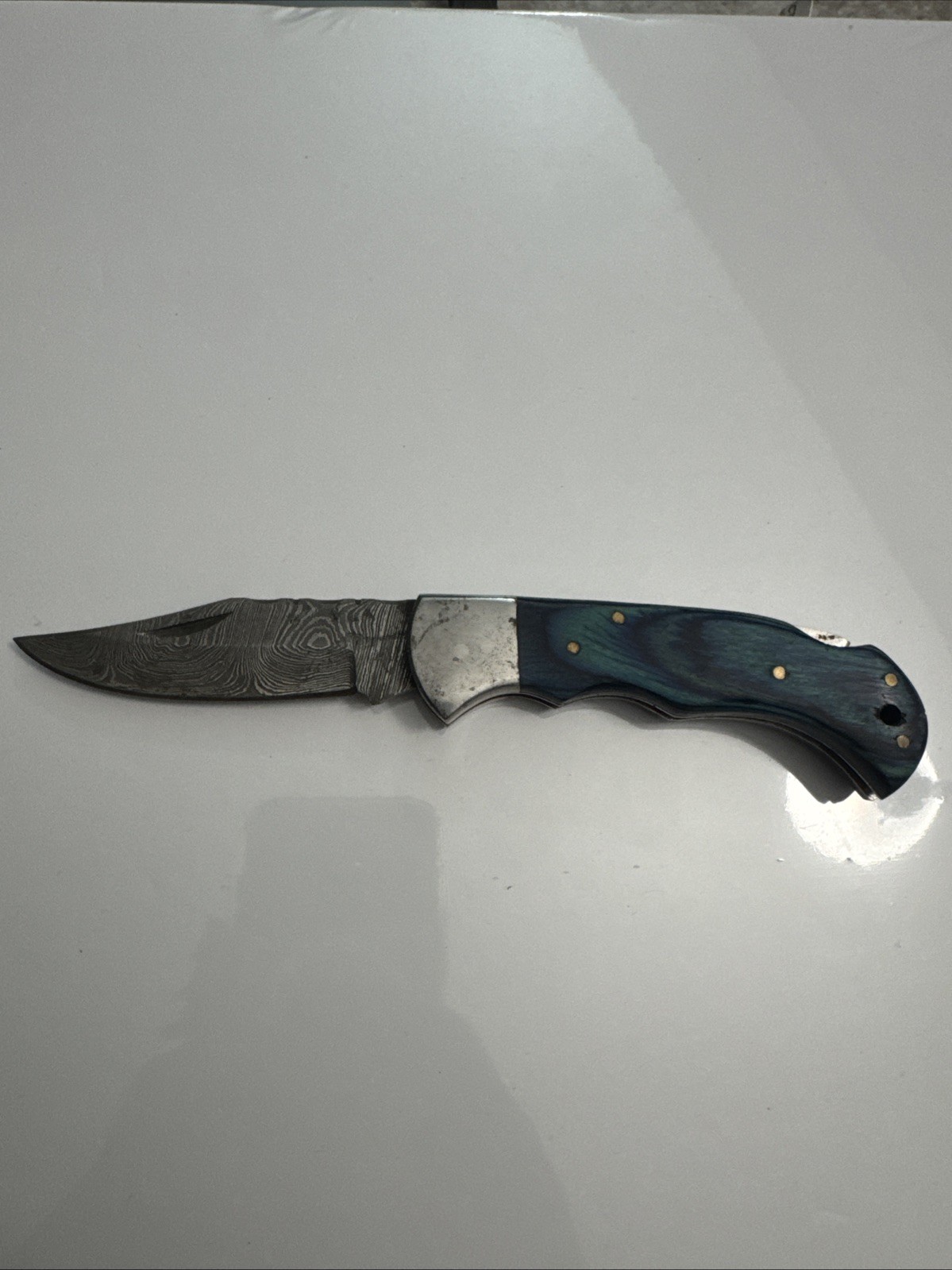 handmade damascus folding knife