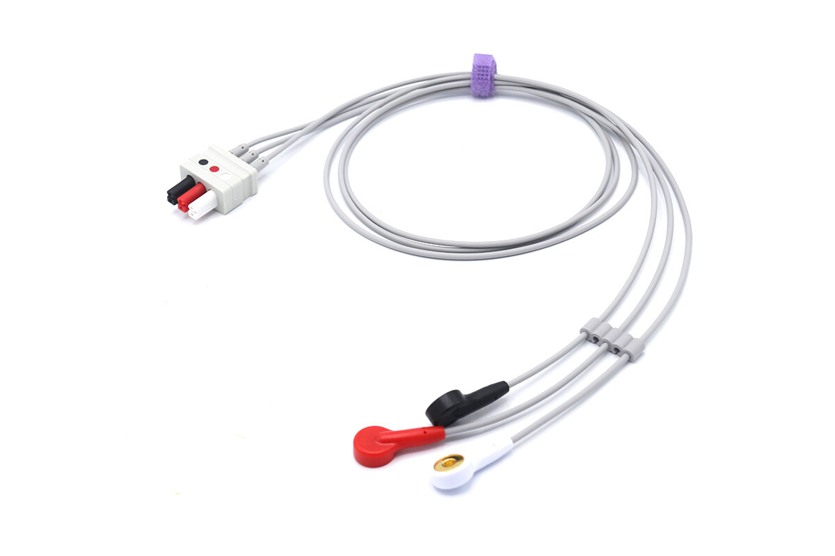 Nellcor Draeger Drager ECG Leadwires 3 Leads Snap AHA - Same Day Shipping