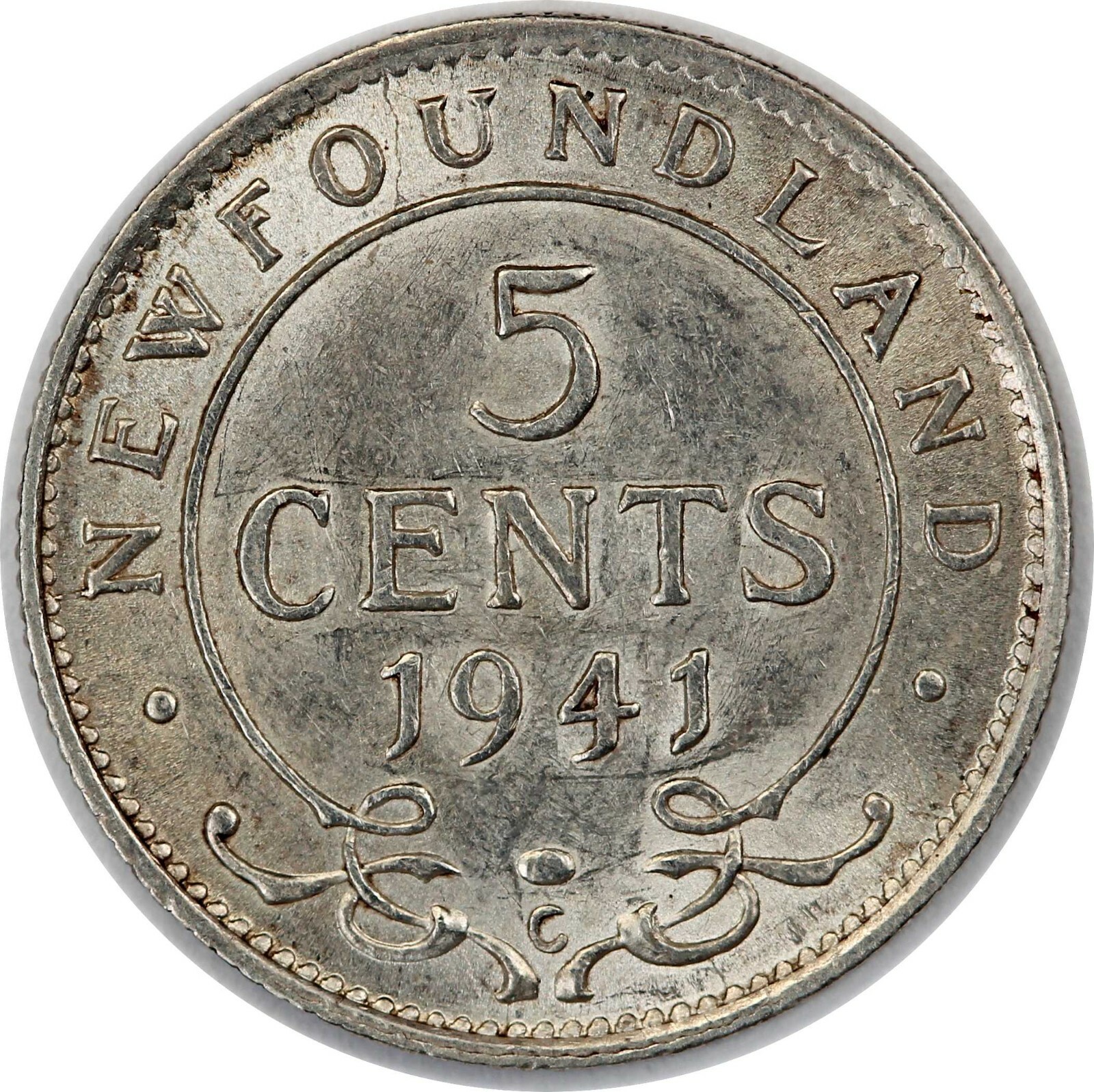 1941-C Canadian / Canada Newfoundland 5 Cent Silver Half Dime - Uncirculated