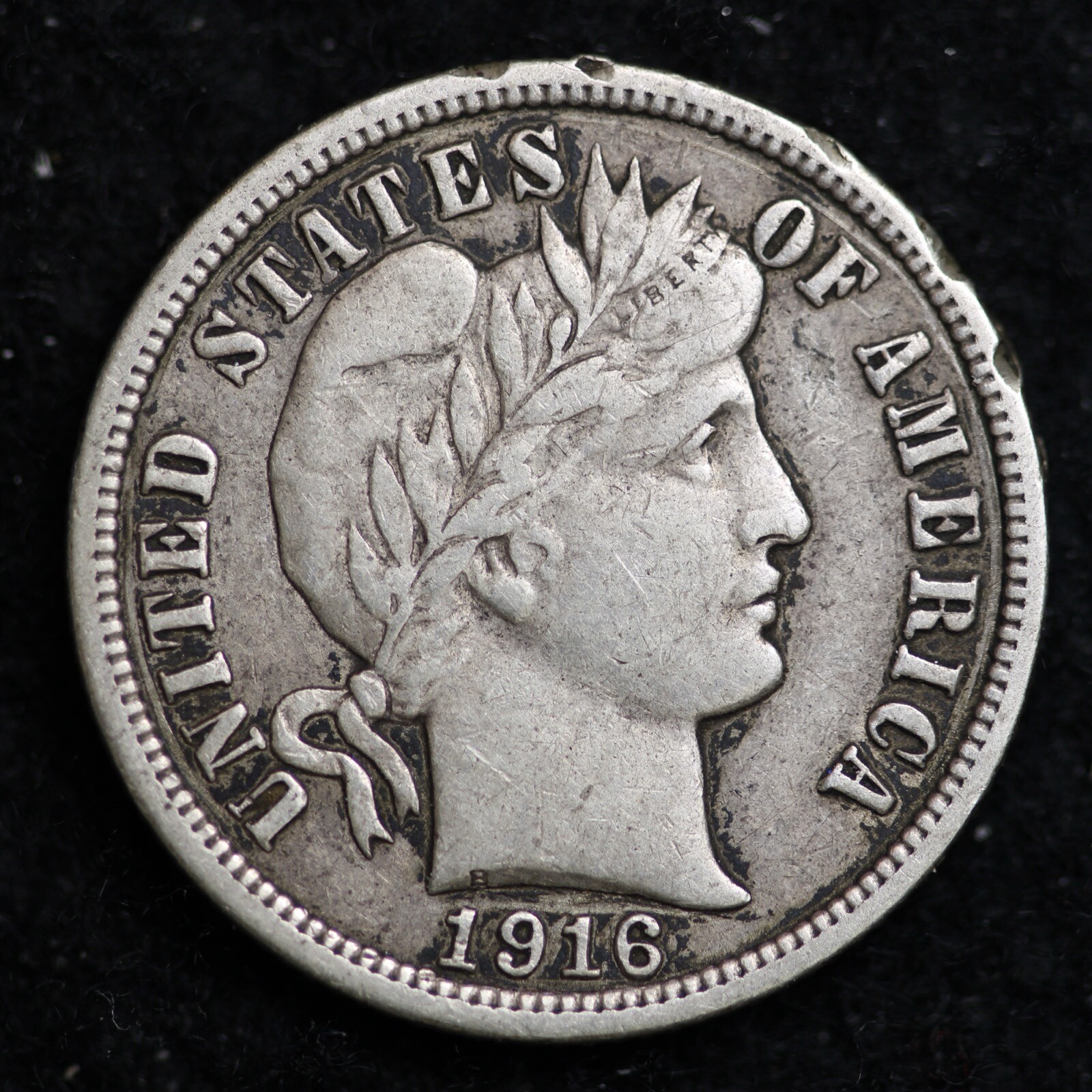 1916 Barber Silver Dime XF RARE OLD COIN B479 YW