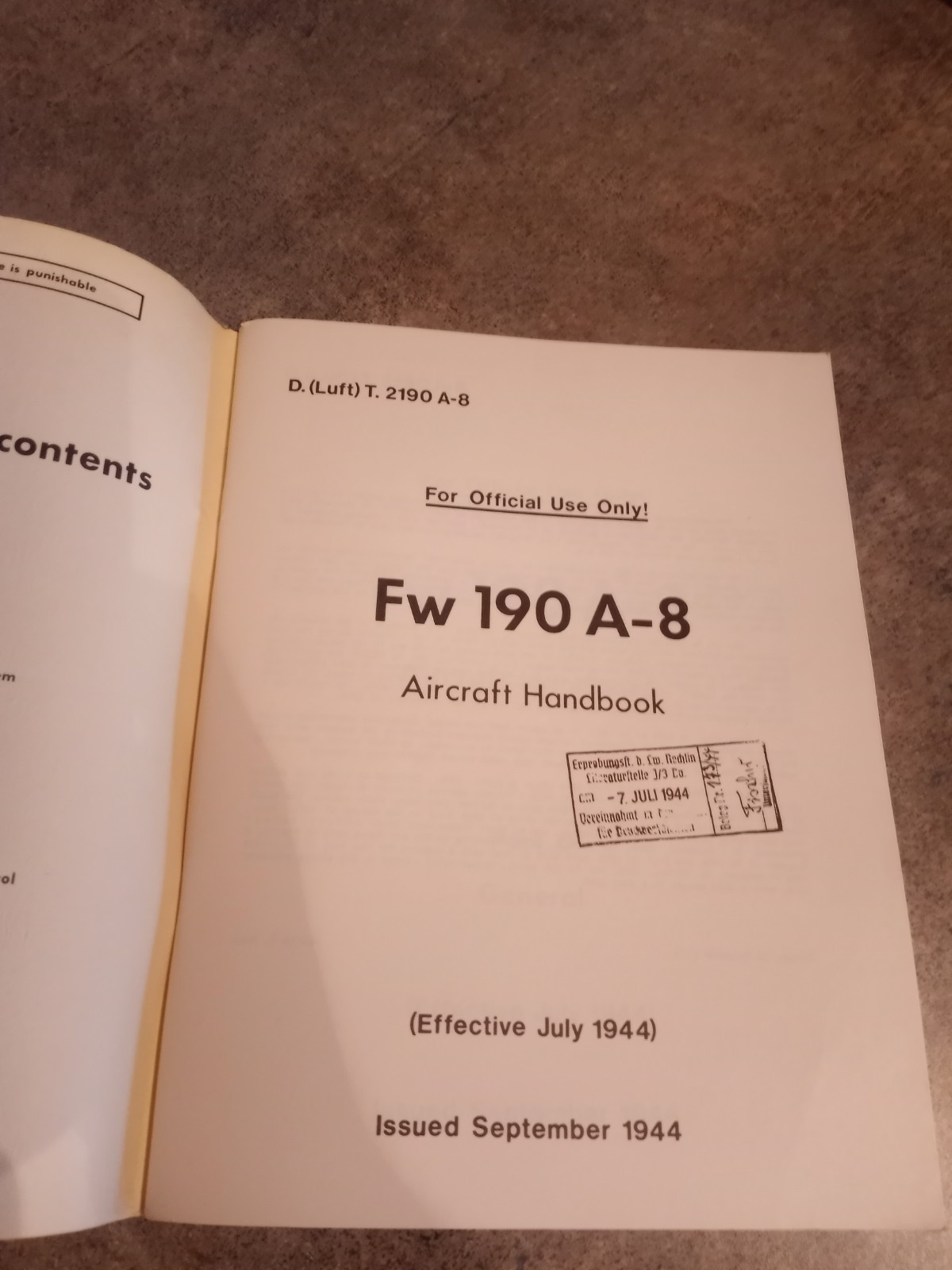 Valkyrie Publications Focke-Wulf Fw 190 A-8 Aircraft Handbook 1974 WW2 Reprint