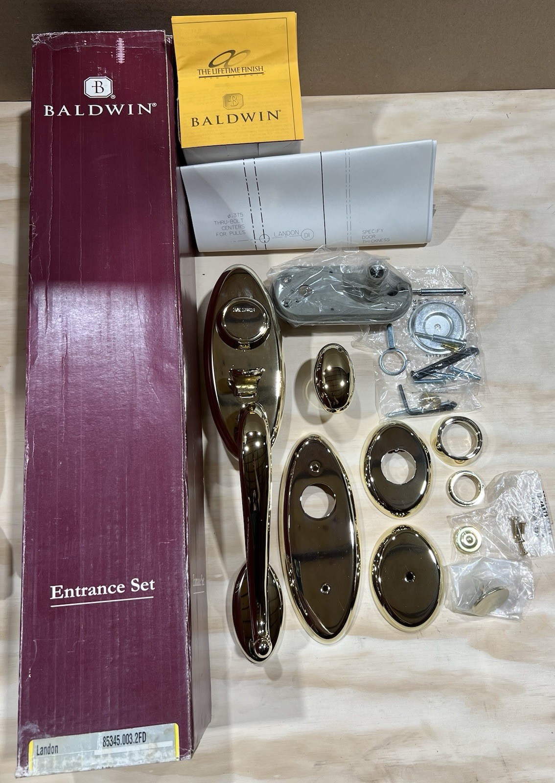 Baldwin 85345-003-2FD Full Dummy Kit Landon Series Lifetime Polished Brass NOS
