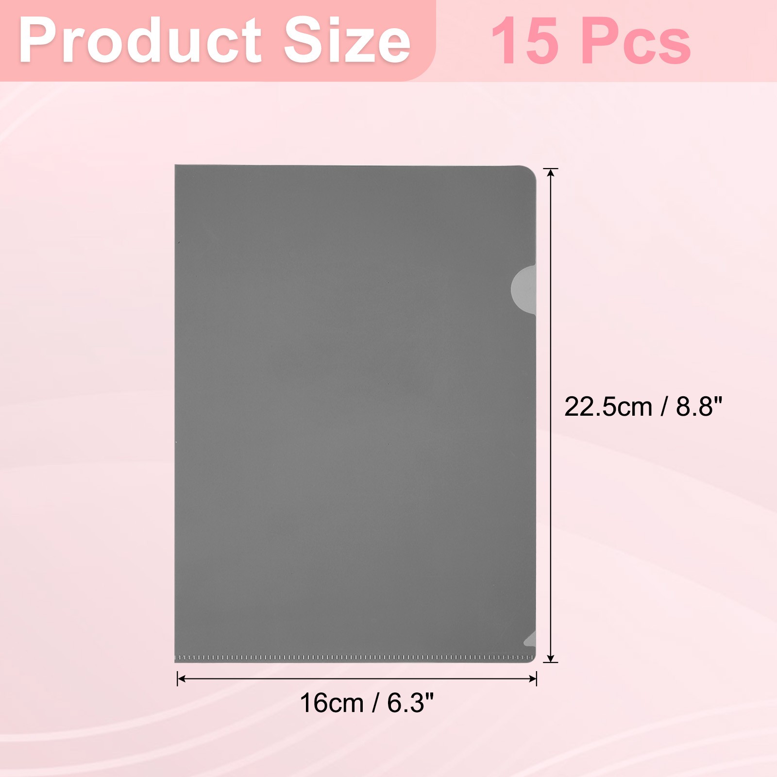 A5 Plastic Folders, 15 Pack Clear Folders l Type Pockets Documents, Gray