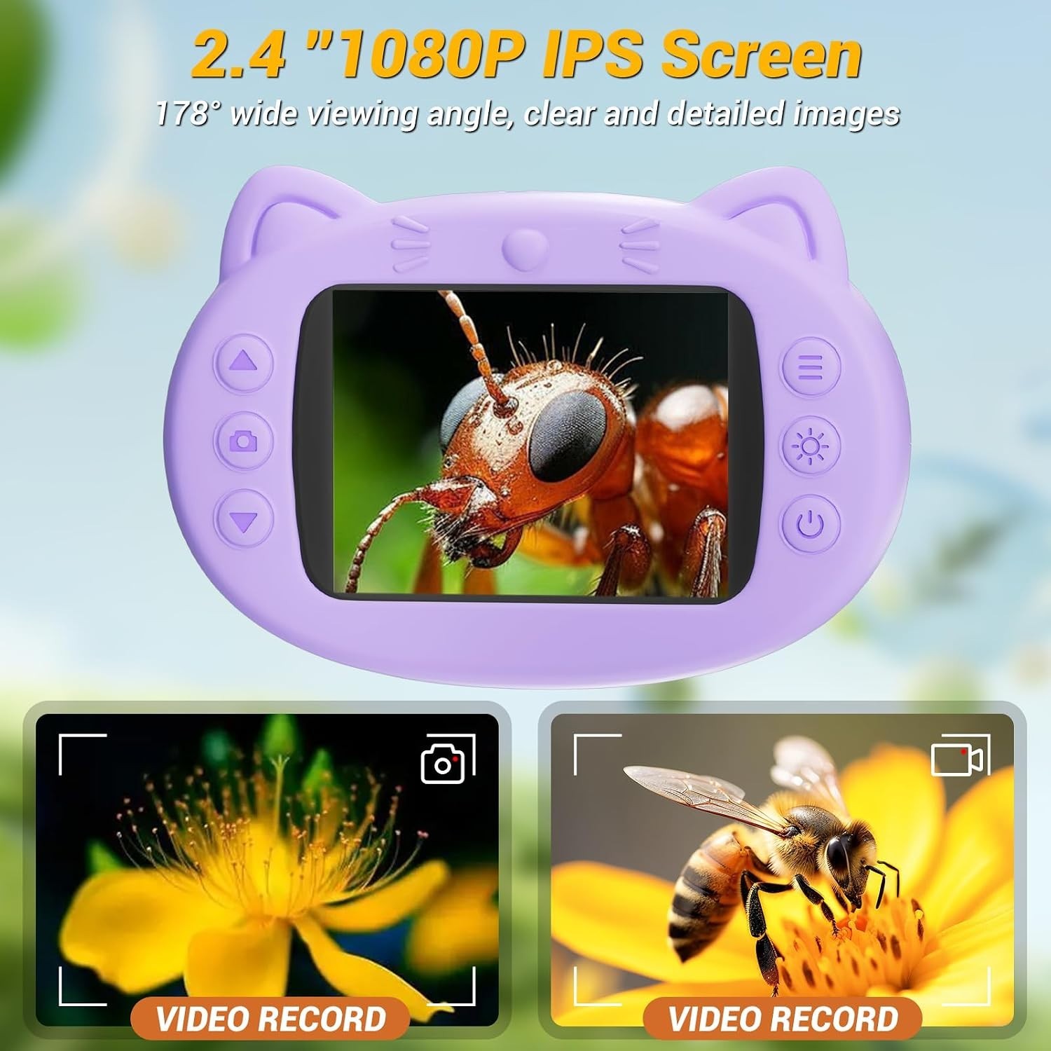 2.4" Screen Pocket Kids Microscope: 1000X Handheld Microscope for Photo and V...