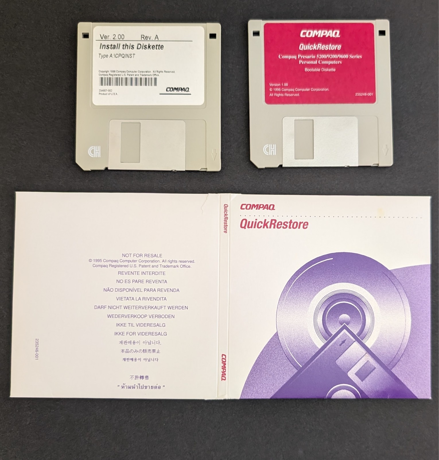 Compaq Quick Restore 2 Diskettes Presario 5200 9200 9600
