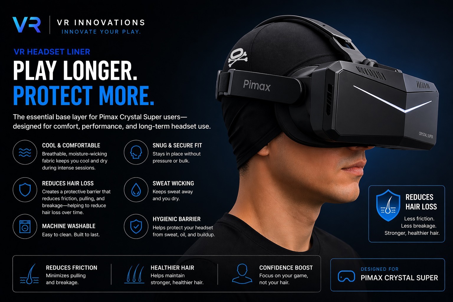 NEW! VR HEADSET LINER FOR ALL PIMAX CRYSTAL HEADSETS  #1 ESSENTIAL VR ACCESSORY