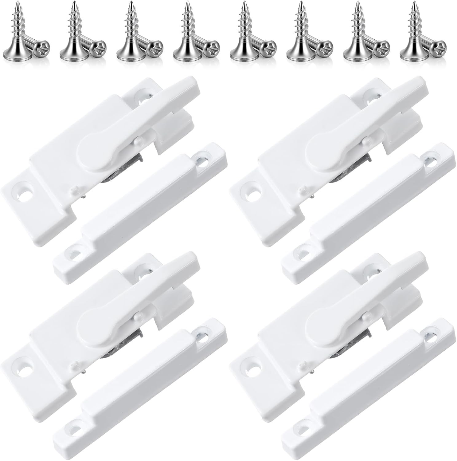 2 Pack Windows Sash Lock, White Cam Sash Lock Sliding Window Sashes Locks for Si