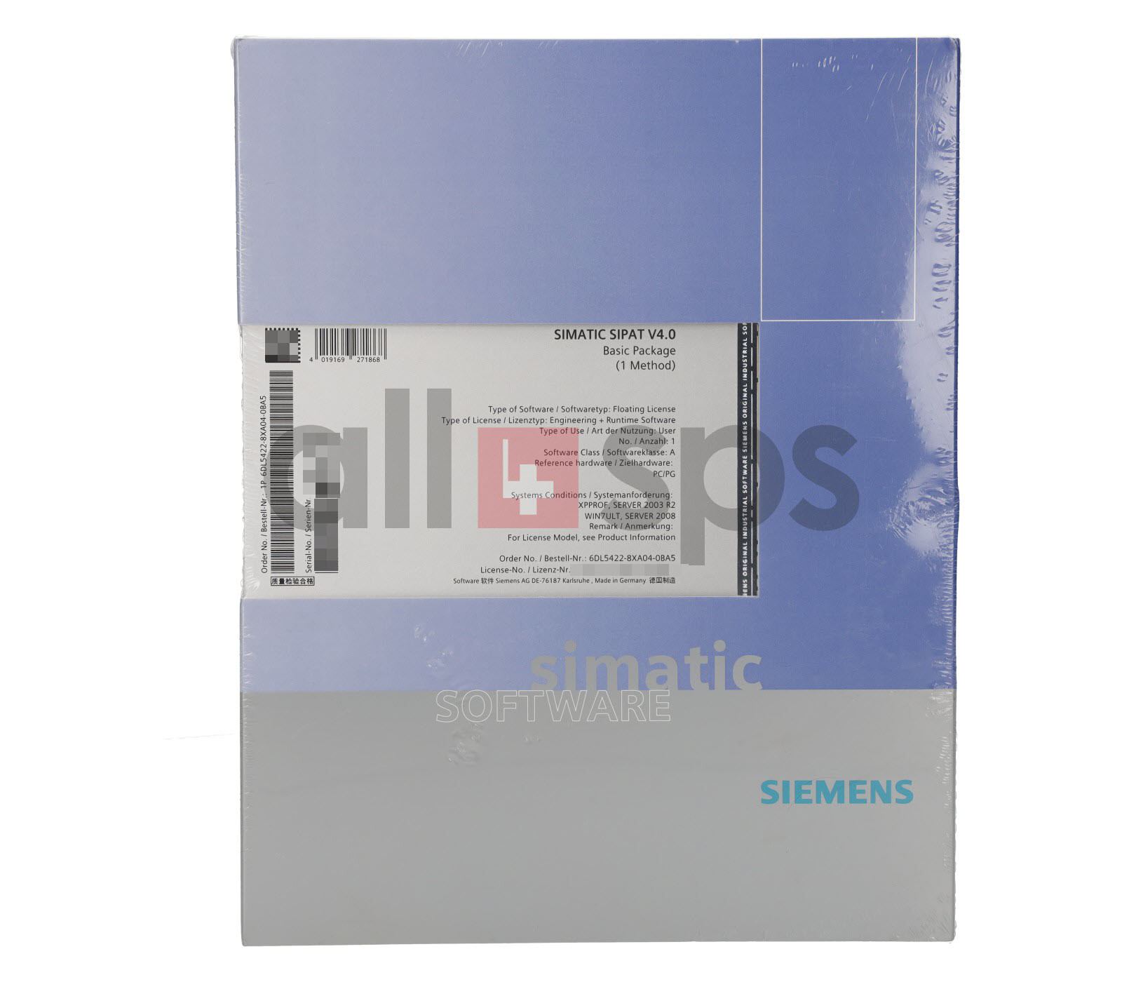 SIMATIC SIPAT, SOFTWARE BASIC PACKAGE V4.0 - 6DL5422-8XA04-0BA5 (NS)