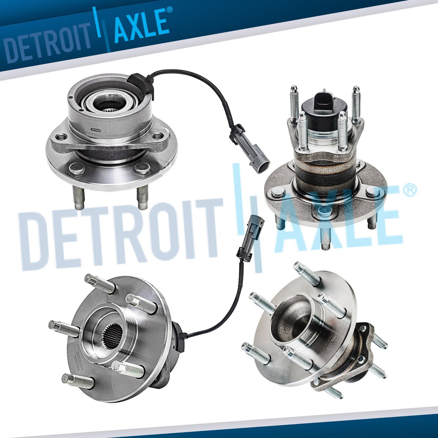 4pc Front Wheel Bearing & Rear Hub Kit for 2005-10 Chevy Cobalt HHR G5 ABS 5-Lug