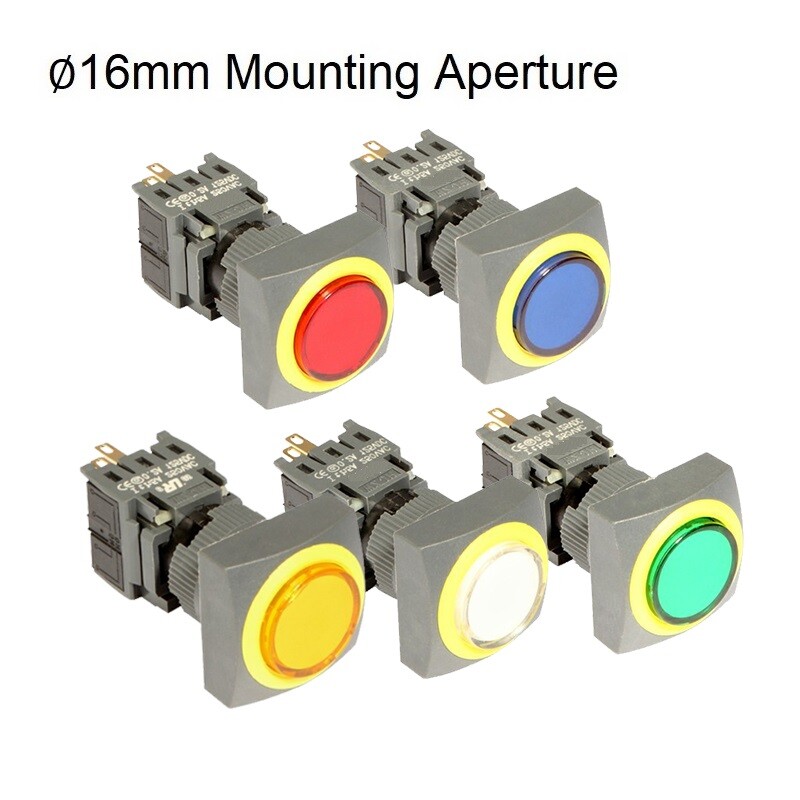 16mm 1NO1NC/2NO2NC/3NO3NC Momentary Square Plastic Push Button Switch 5A/250VAC