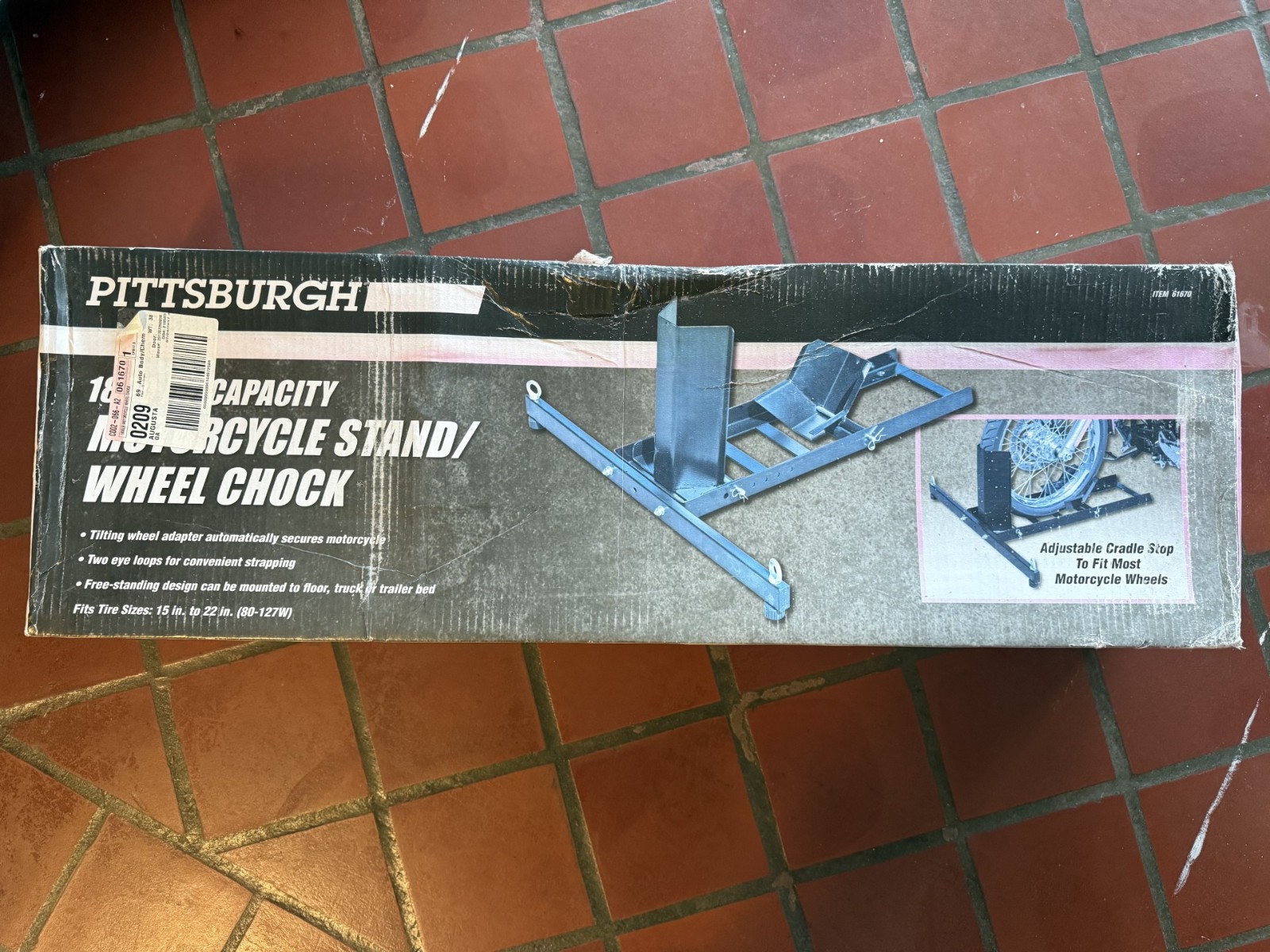 Pittsburgh 61670 Motorcycle Front/Rear Stand – Sport Bike Chock Paddock  15"-22"