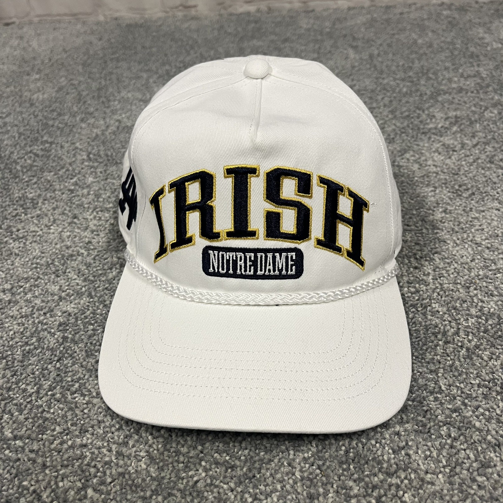 Notre Dame Fighting Irish Logo Hat Cap White Rope Snapback 47 Brand