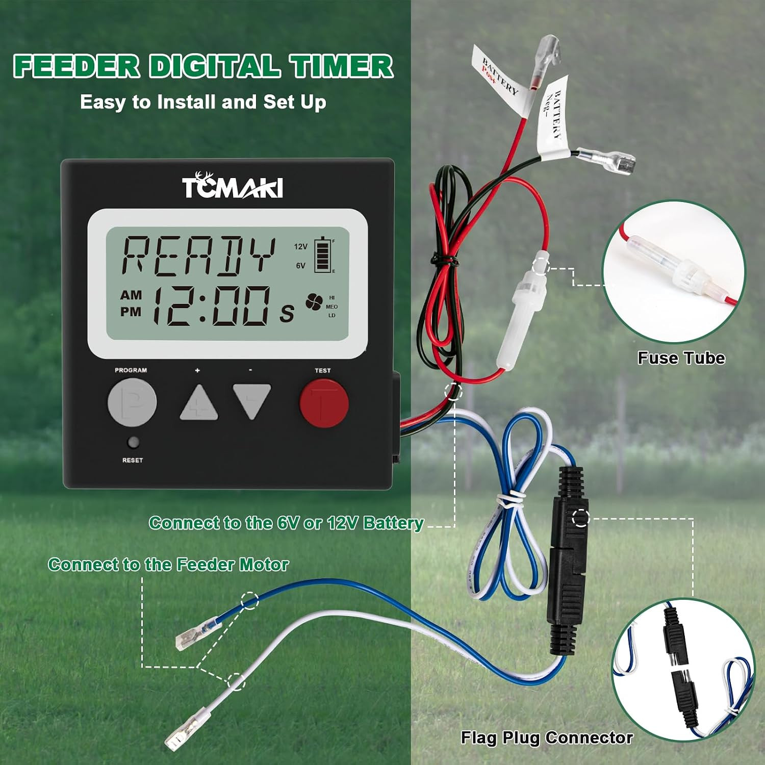 Game Feeder Digital Timer, Deer Feeder Timer, 6V/12V Kit for Goat Feeding, 8 Fee