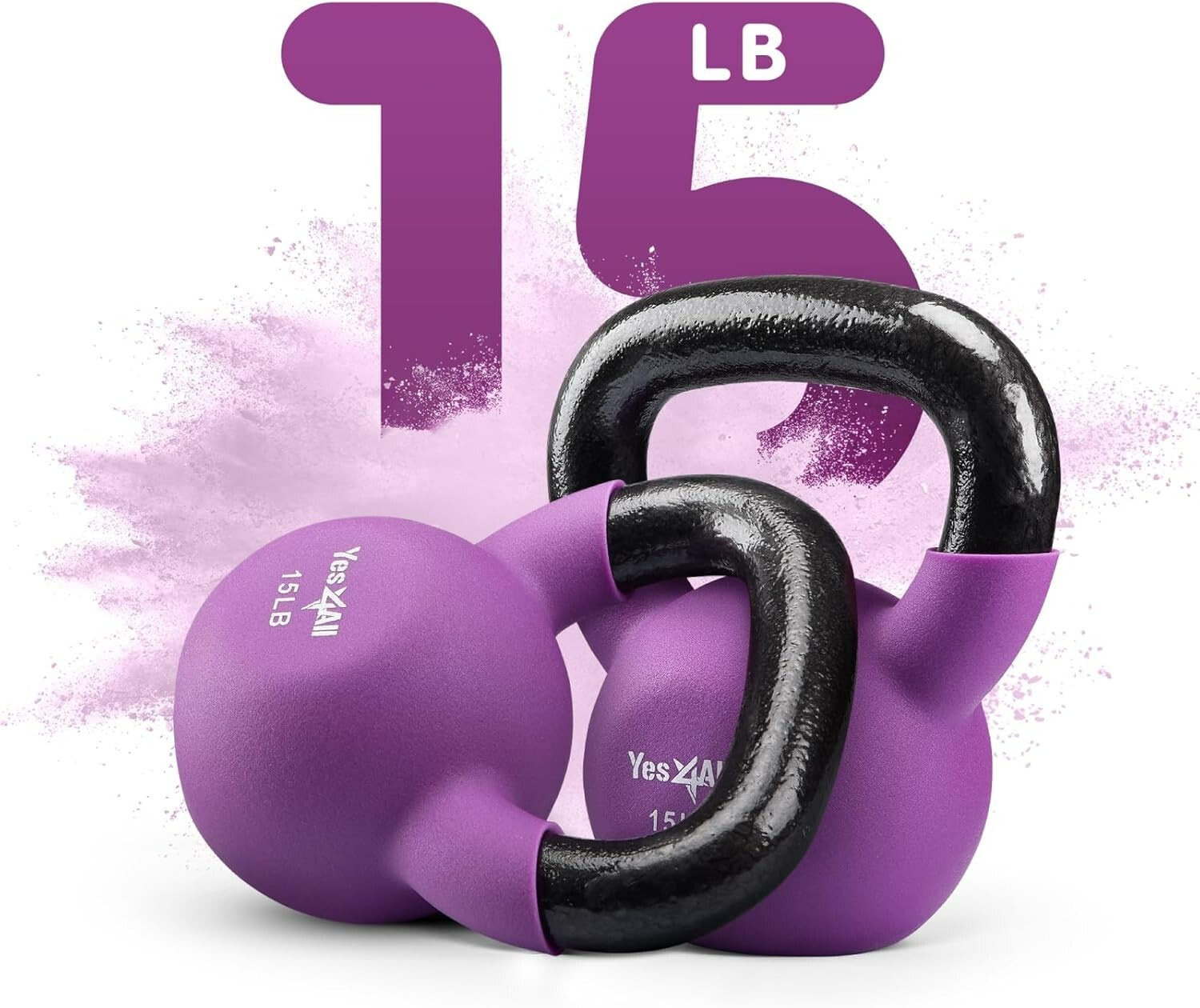 2X 15lb Kettlebells Pair Kettlebells Cast Iron & Neoprene Kettlebell  Gift