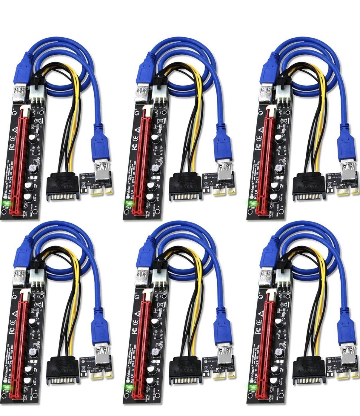 GPU Riser for Ethereum Mining Rigs, PCIE Risers for ETH Mining Rigs, 6PCS Black