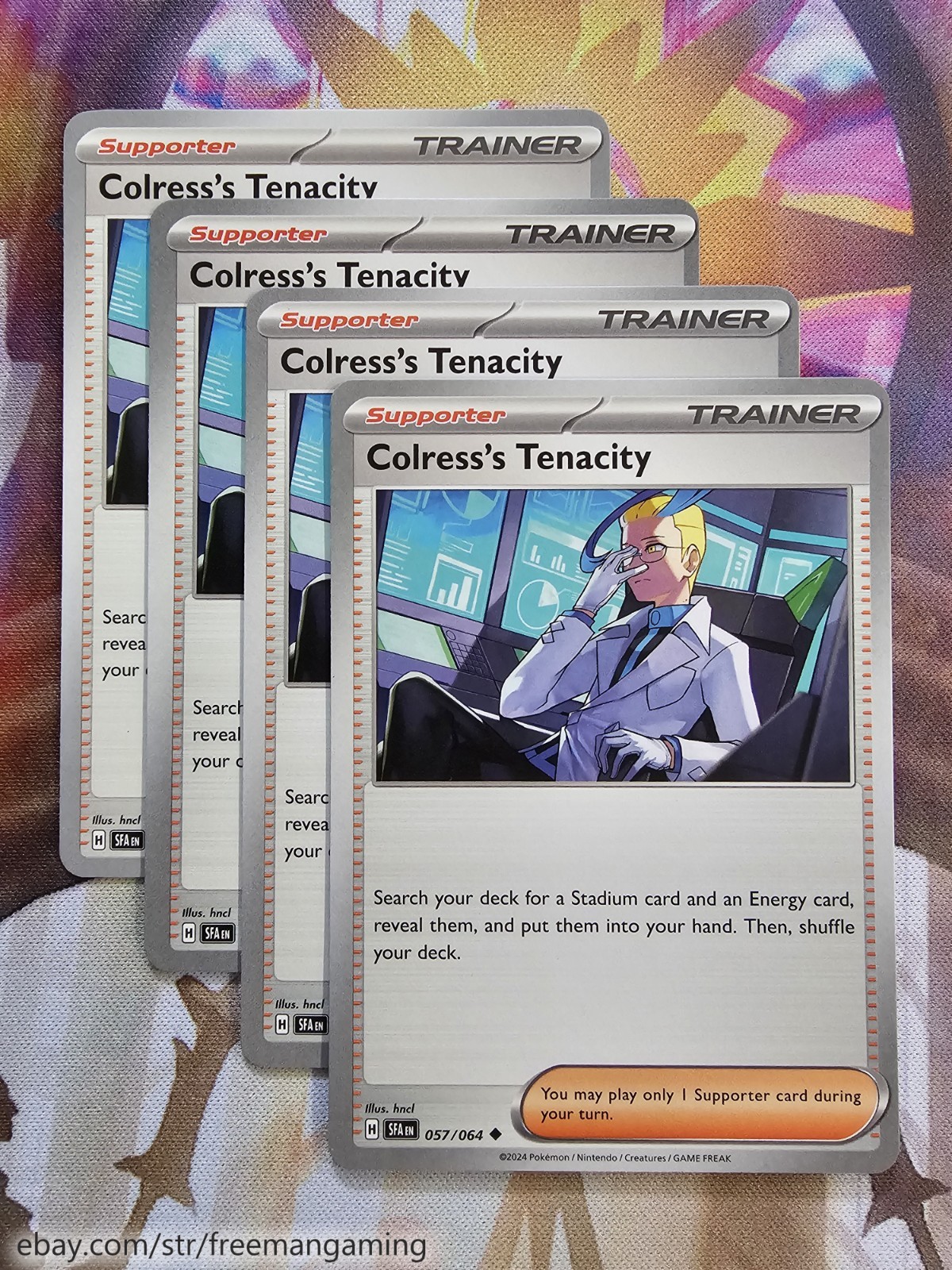 4x Pokemon TCG Colress's Tenacity 057/064 Shrouded Fable Playset NM x4