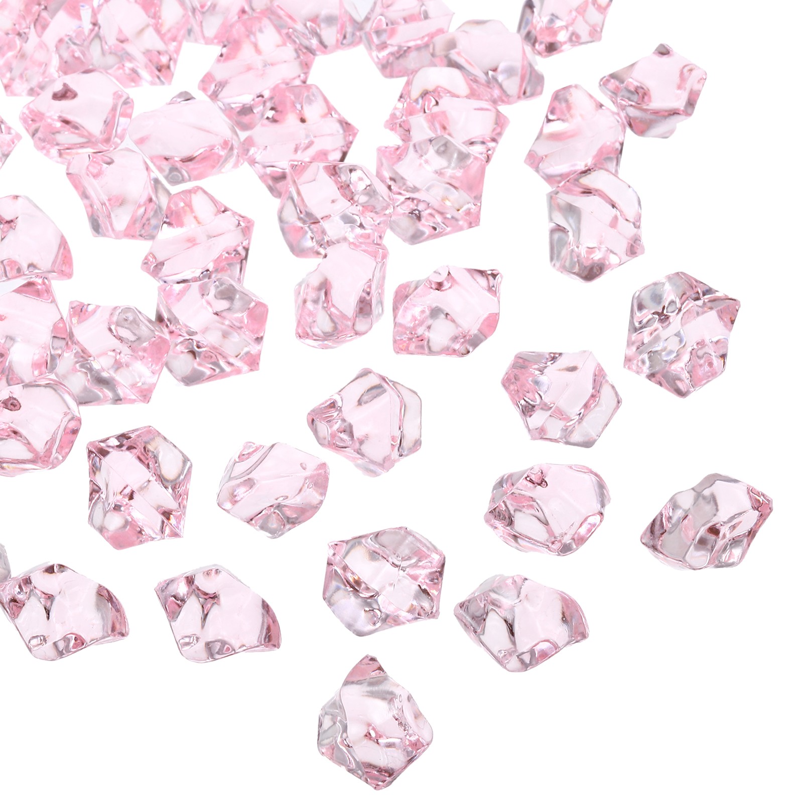 200pcs Fake Ice Rocks Acrylic Pink Red Fake Crystals Ice Diamonds