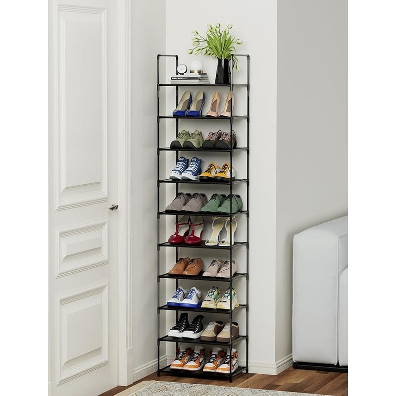 Durable 10 Tier Shoe Rack Space Saver Waterproof Storage Organizer Easy Assembly