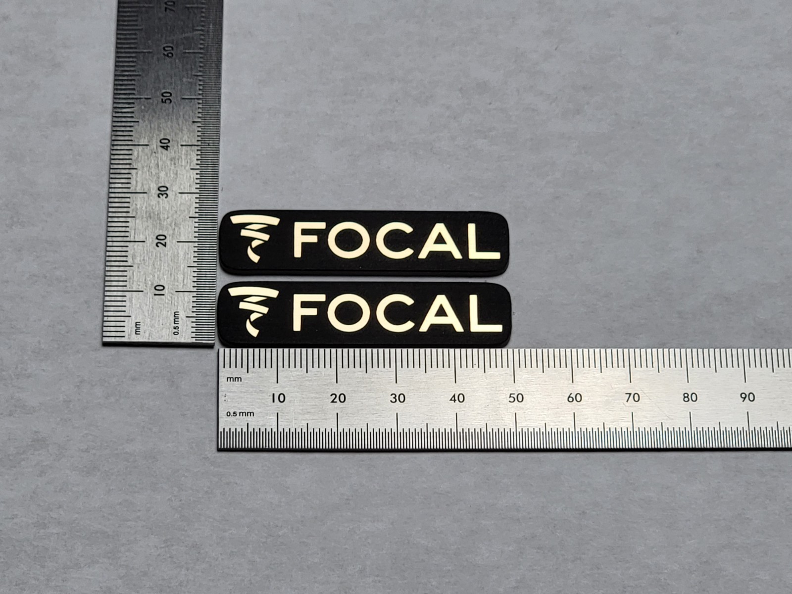 Focal Speaker Badge Logo Emblem Custom Made 2" Brushed Gold Pair With Adhesive
