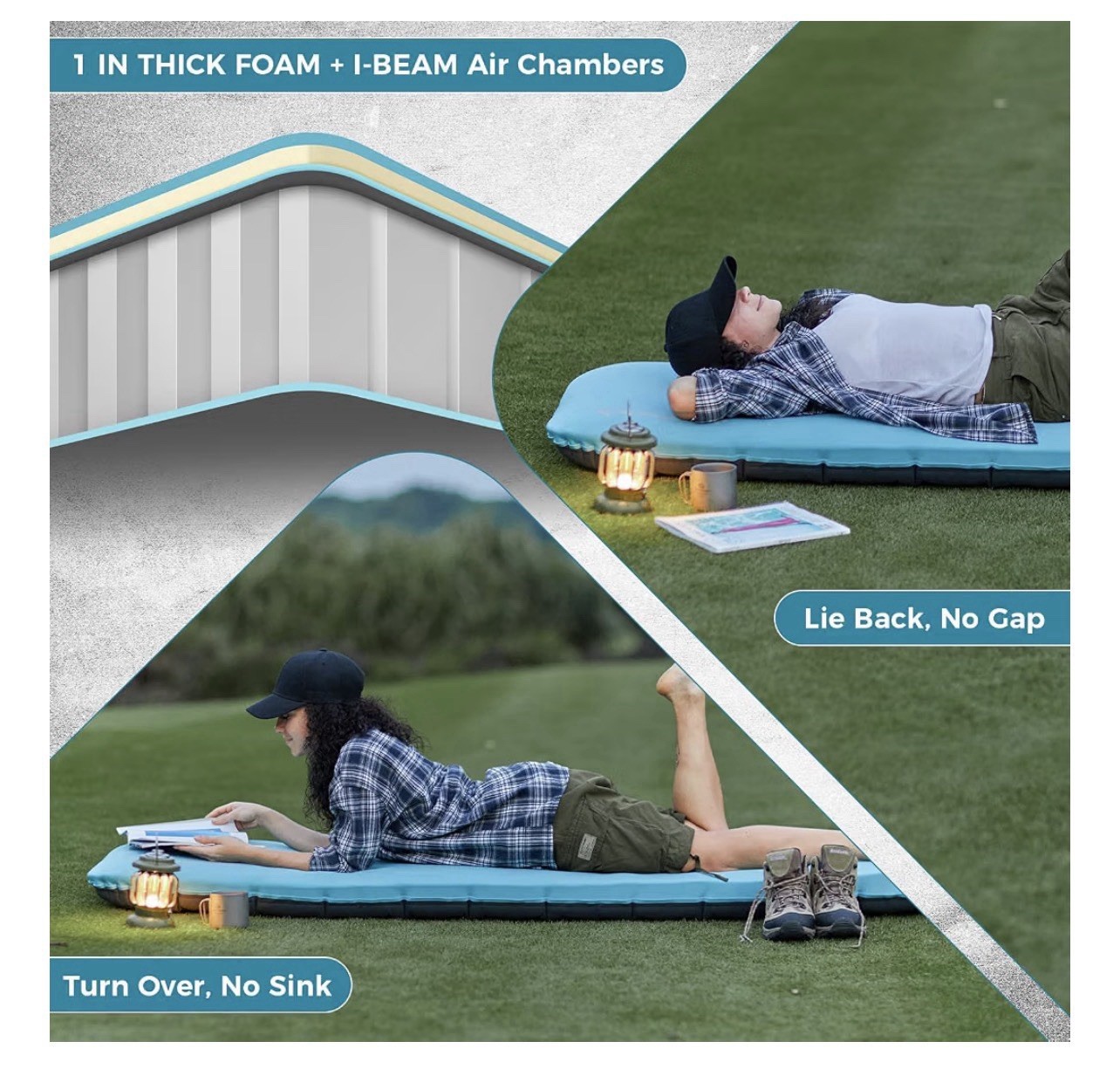 Kingcamp 4" Inflatable Camping Mattress - High Support, Compact Sleeping Pad