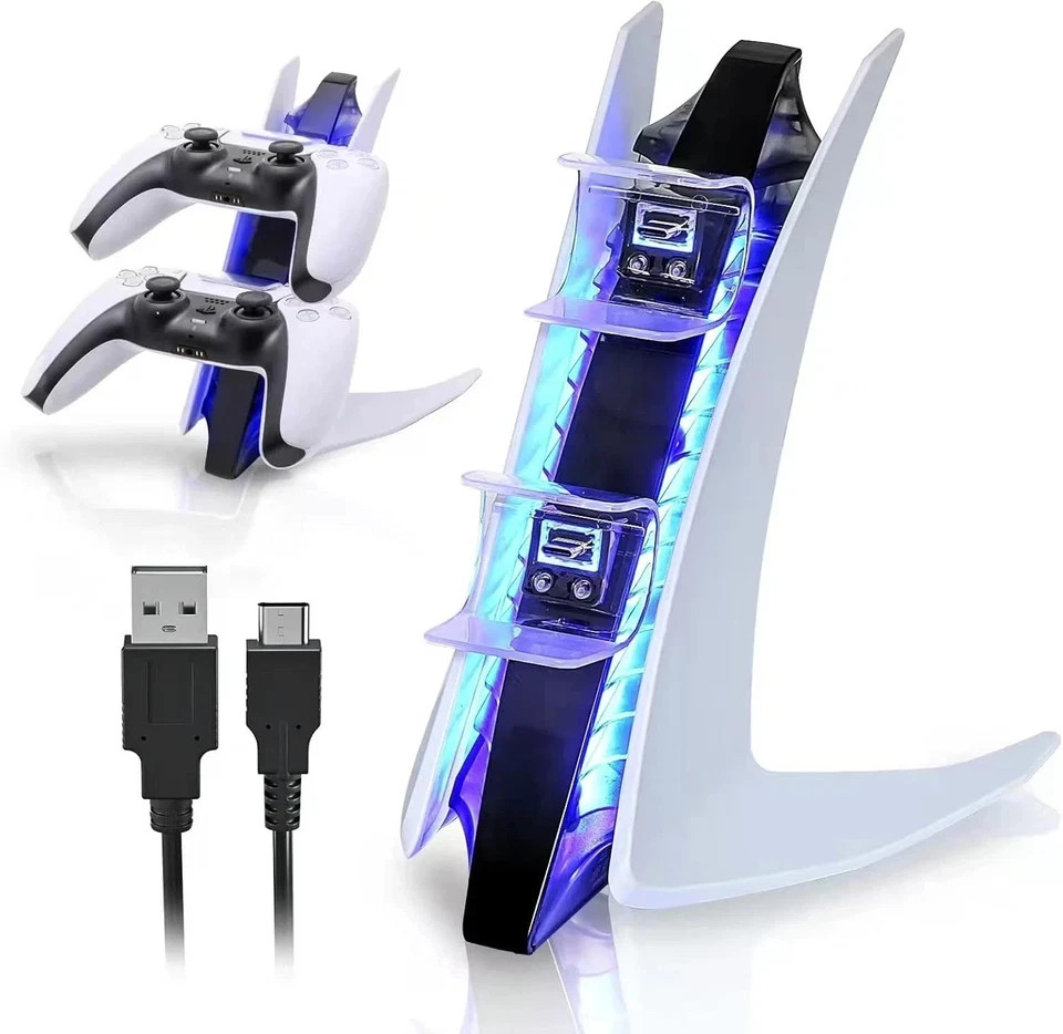 PS5 Controller Charger, PlayStation 5 Controller Charging Station with LED Light
