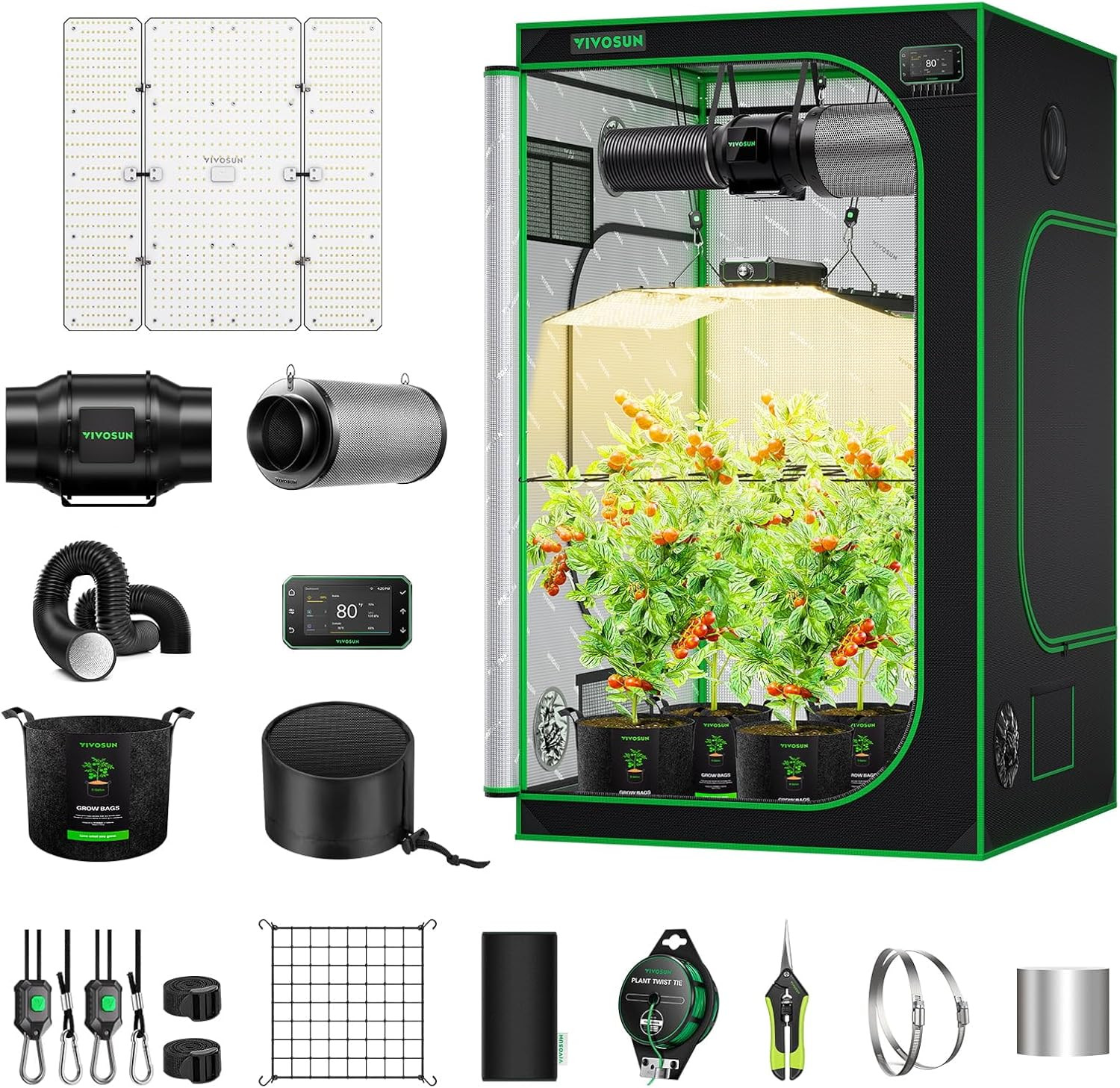 Smart Grow Tent Kit - 4x4ft WiFi Automatic System with LED Light & Ventilation