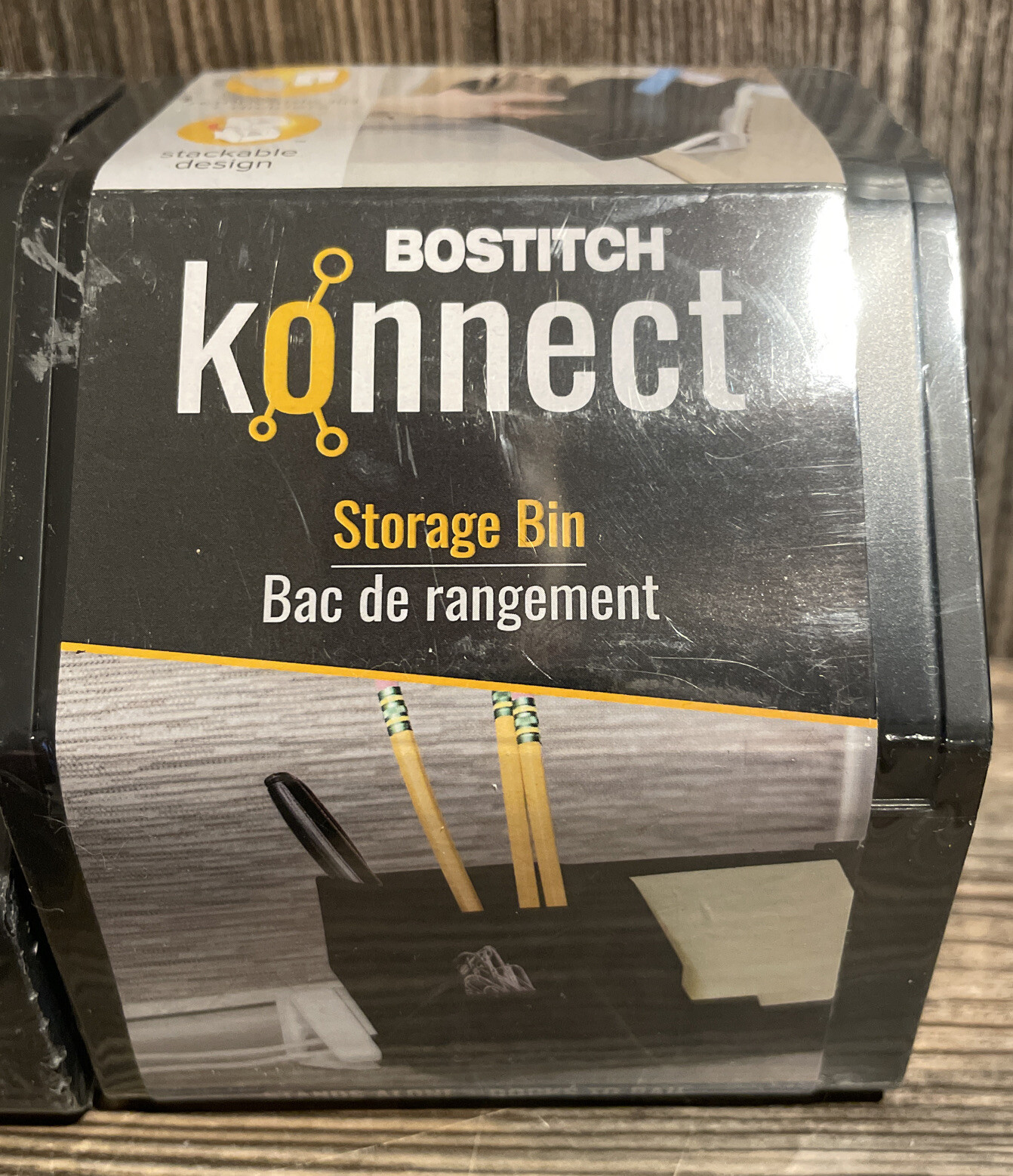 BOSTITCH KONNECT 2 Piece Set-Sticky Note Holder-Storage Bin- Black