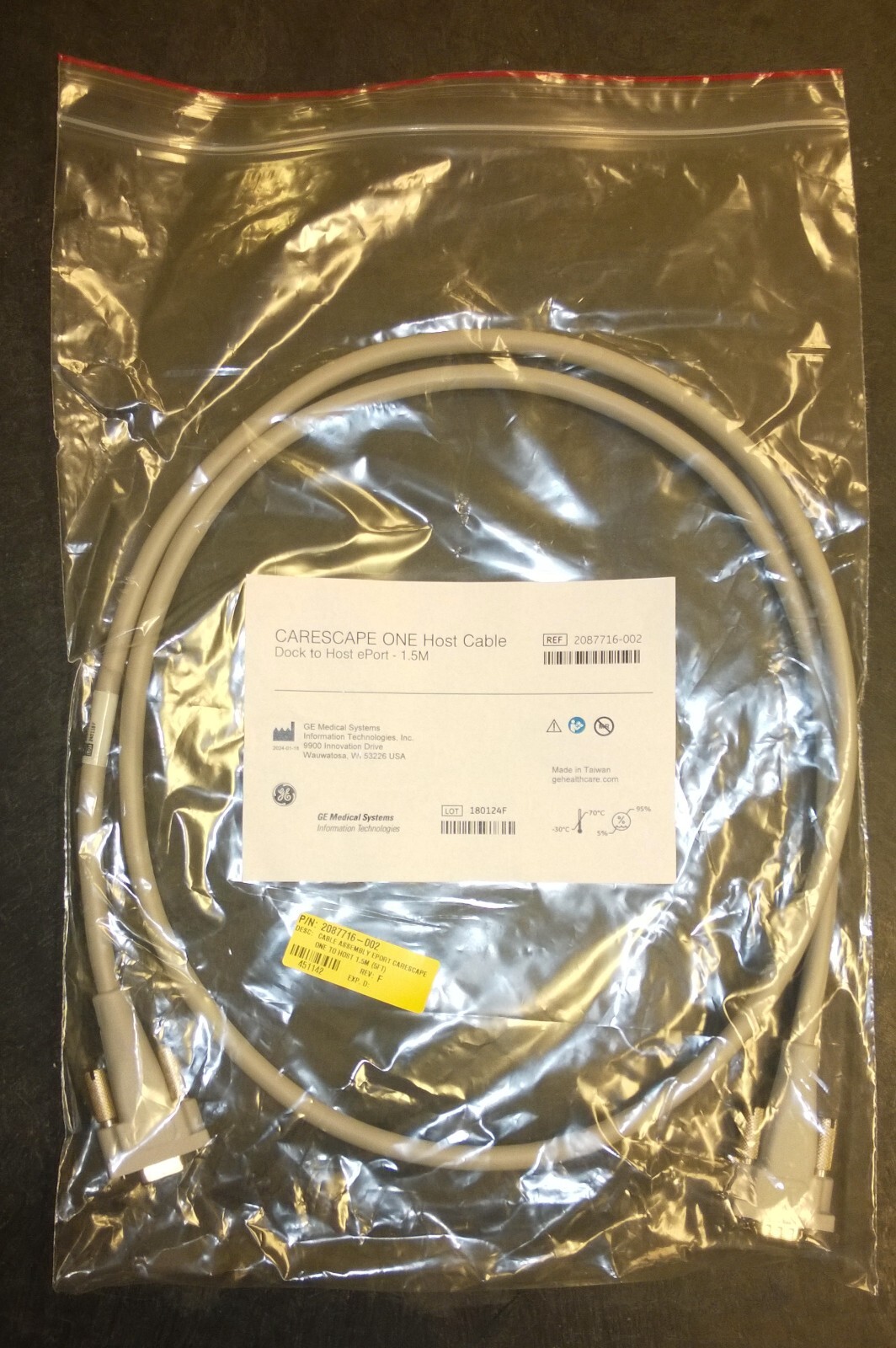 GE/Datex Cable Assembly EPort Carescape One to Host 1.5M (5FT) 2087716-002, New