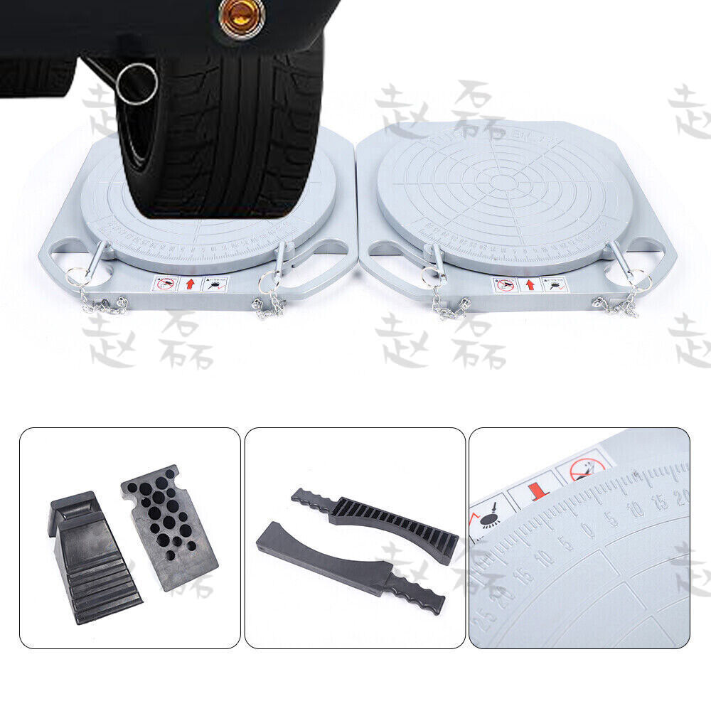 2pcs Car Front End Wheel Alignment Turntable Turn Plates Tool &Transition Block