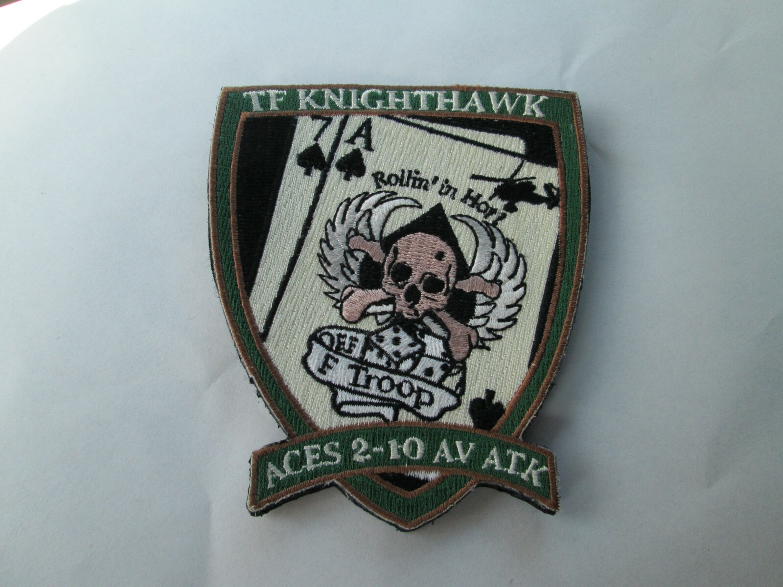 MILITARY PATCH HOOK & LOOP TASK FORCE KNIGHTHAWK ACES 2-10 AVIATION ATTACK OEF