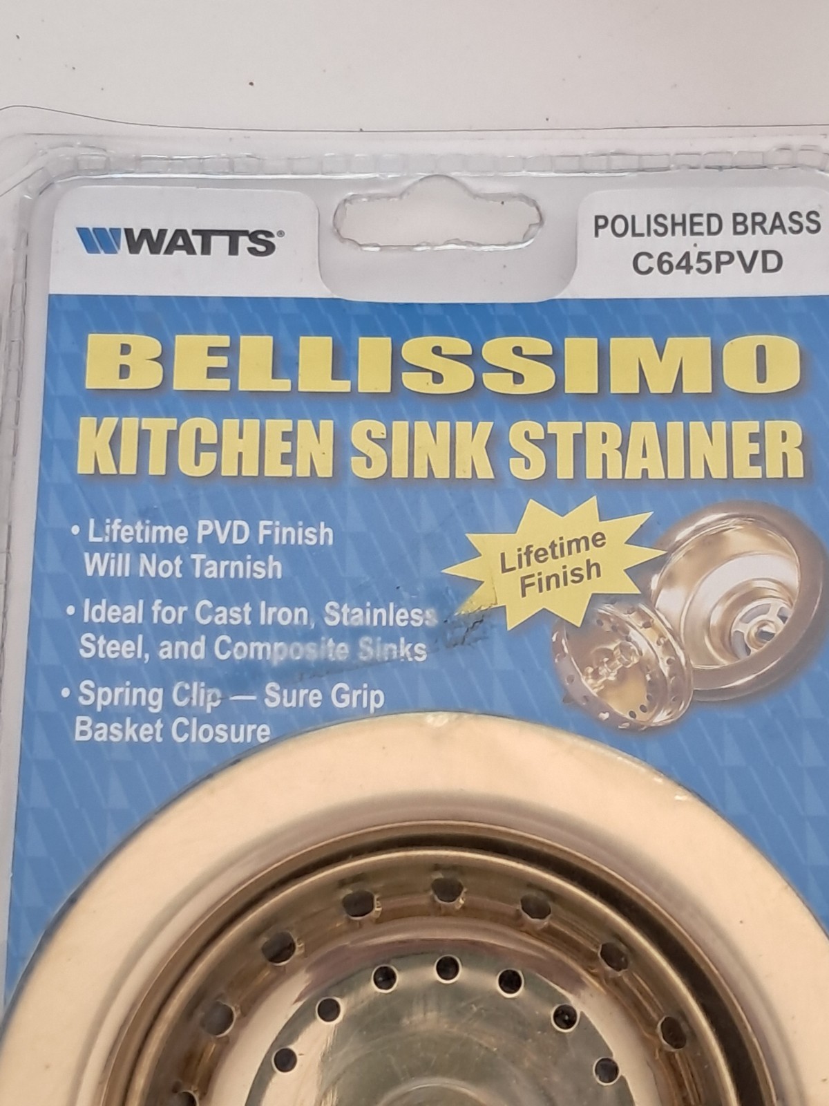 Watts #C645PV Bellissimo Kitchen Sink Strainer/Polished Brass Open Box