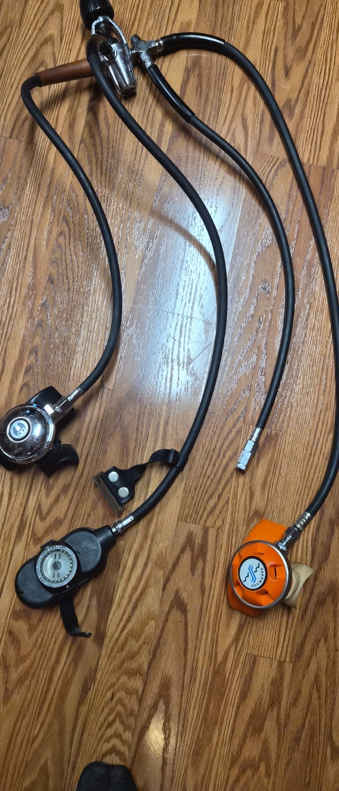 Vintage Scuba Gear.2 Regulators, Depth and Pressure Gauges, BC Inflator Hose