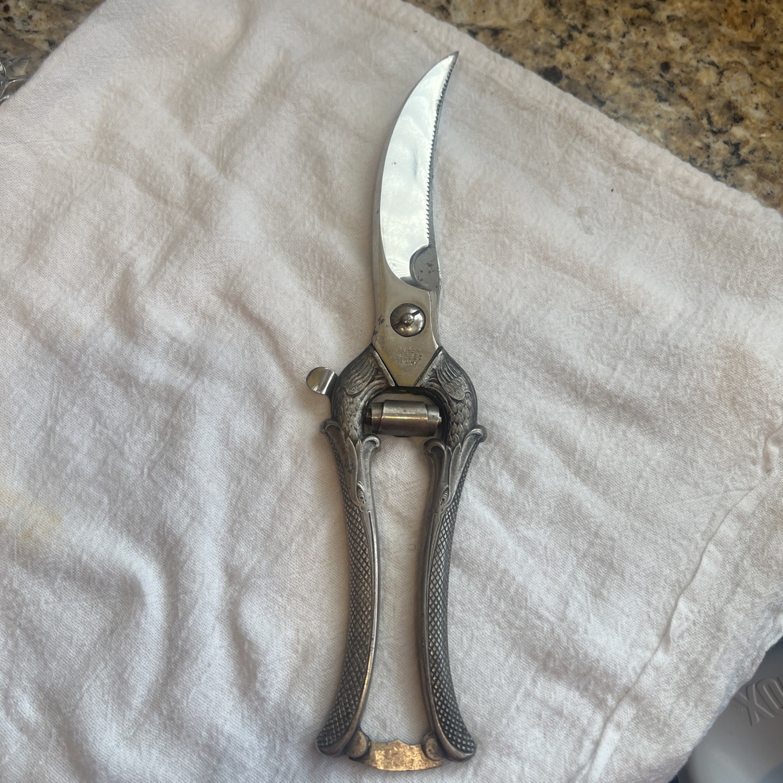 Vintage Italy Stainless Steel Poultry Meat Shears 10” Length 4” Blade