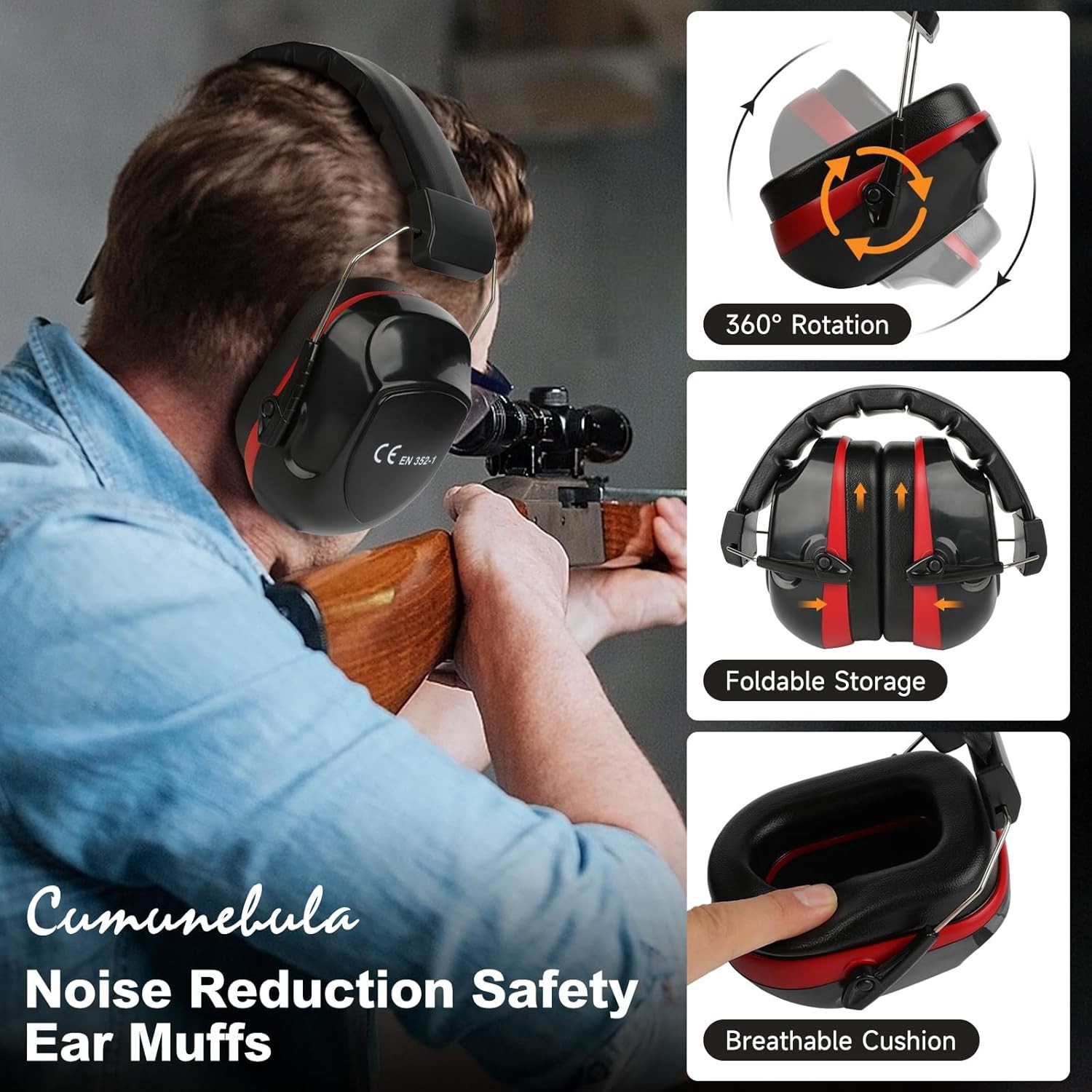 Noise Reducing Folding Shooters Hearing Protection Ear Muffs Earmuffs