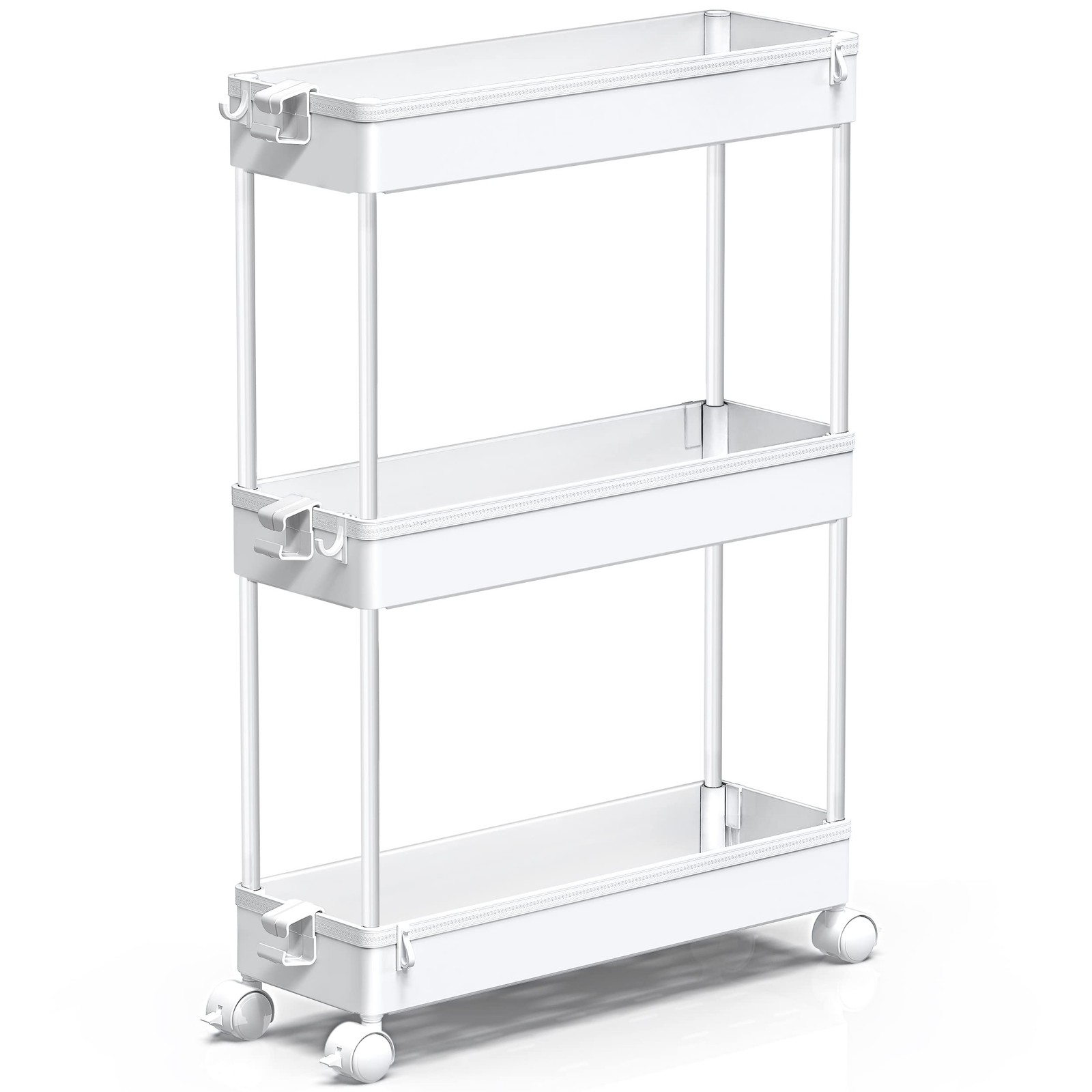 Slim Rolling Storage Cart, 3 Tier Bathroom Storage Organizer Laundry Room Uti...