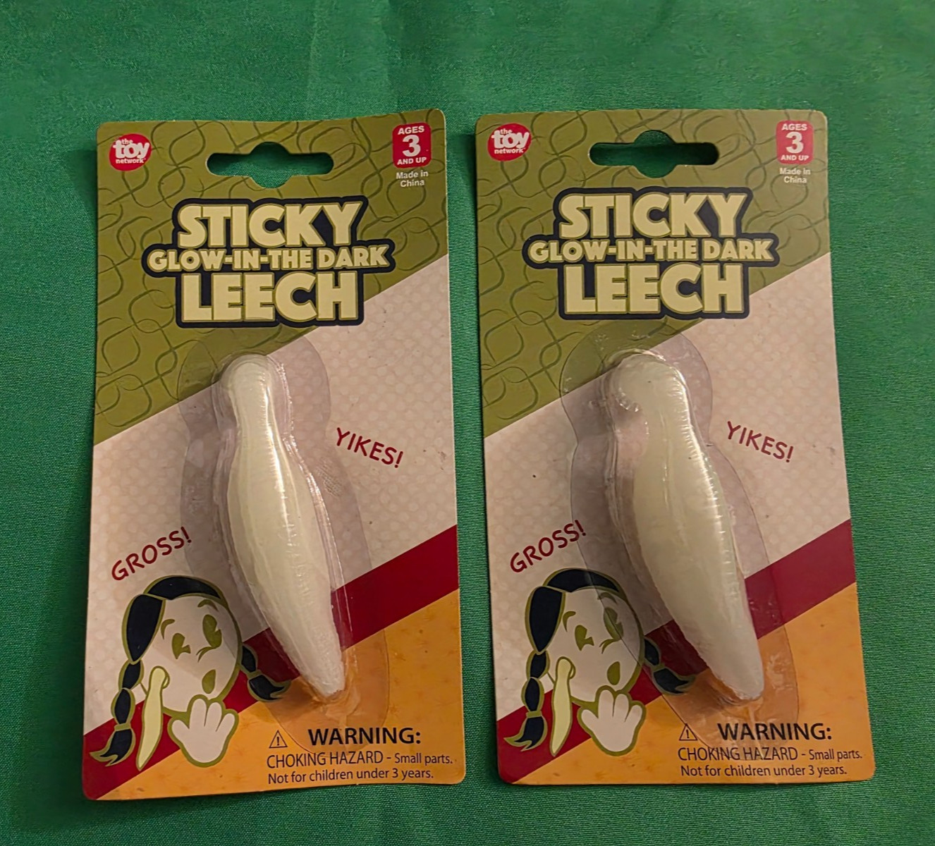 Sticky Glow-In-The-Dark Leech Novelty Toy Fun Gag Gift Prank New Lot of 2