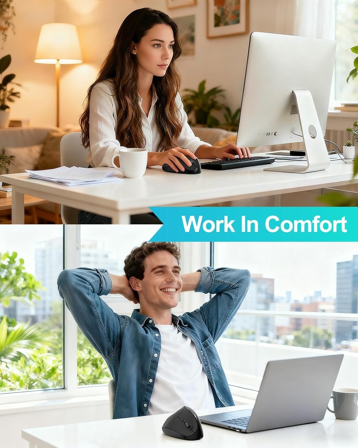 Ergonomic Wireless Mouse for Small Hands | Rechargeable & Pain-Relief Design