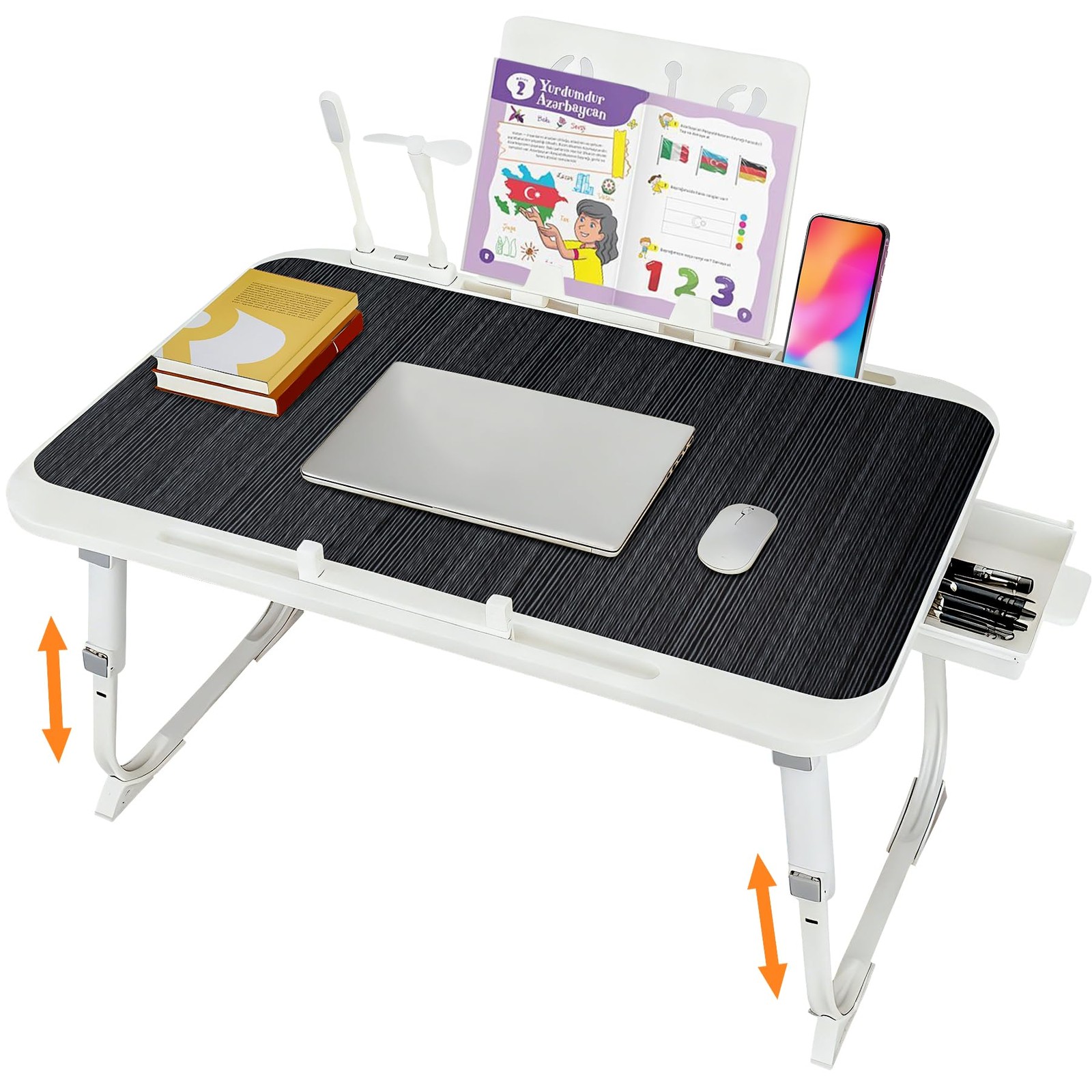 Laptop Desk for Bed, Adjustable Height Laptop Bed Table, Foldable Lap Desk wi...