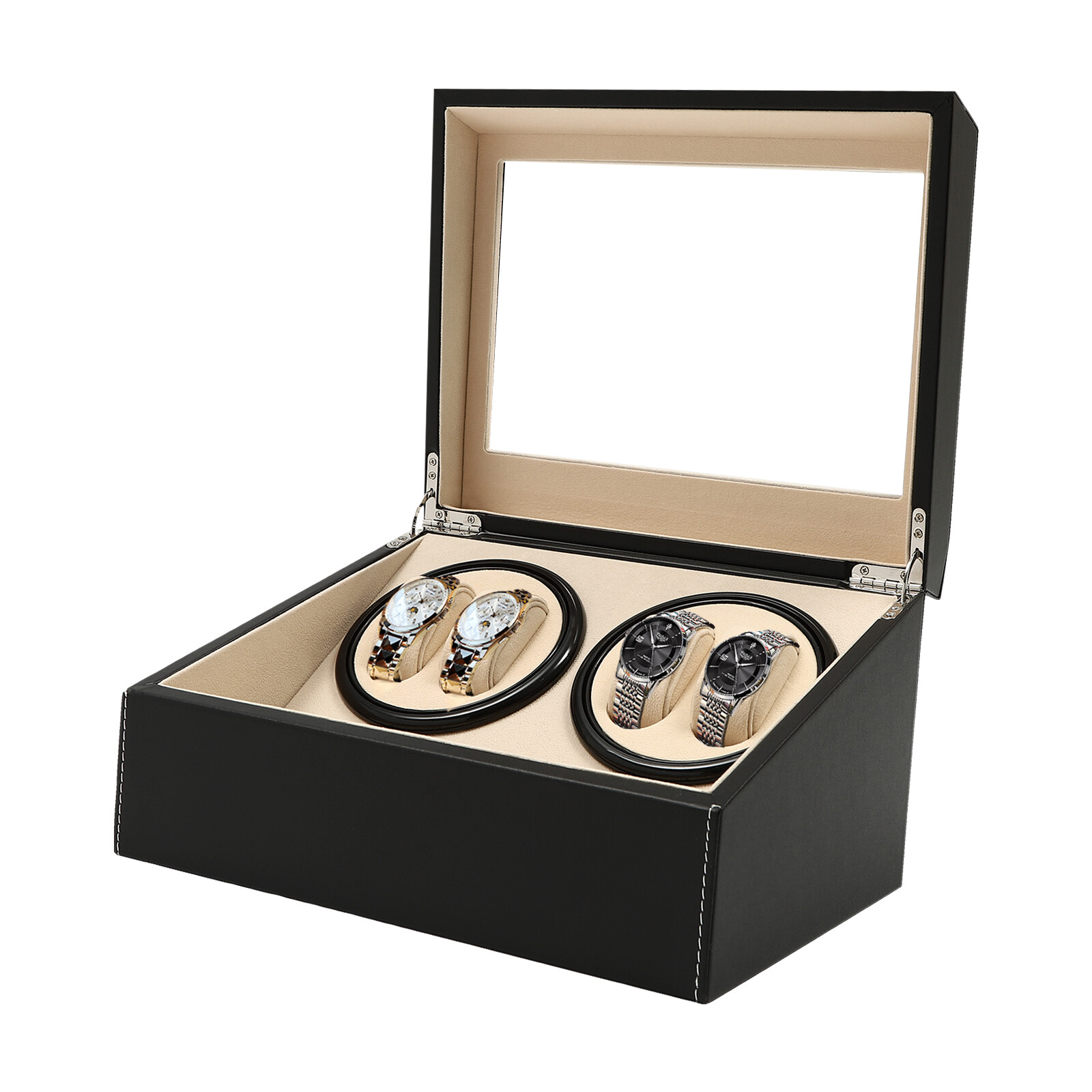 4+6 Luxury Automatic Rotation Watch Winder Leather Storage Case Display Box Gift