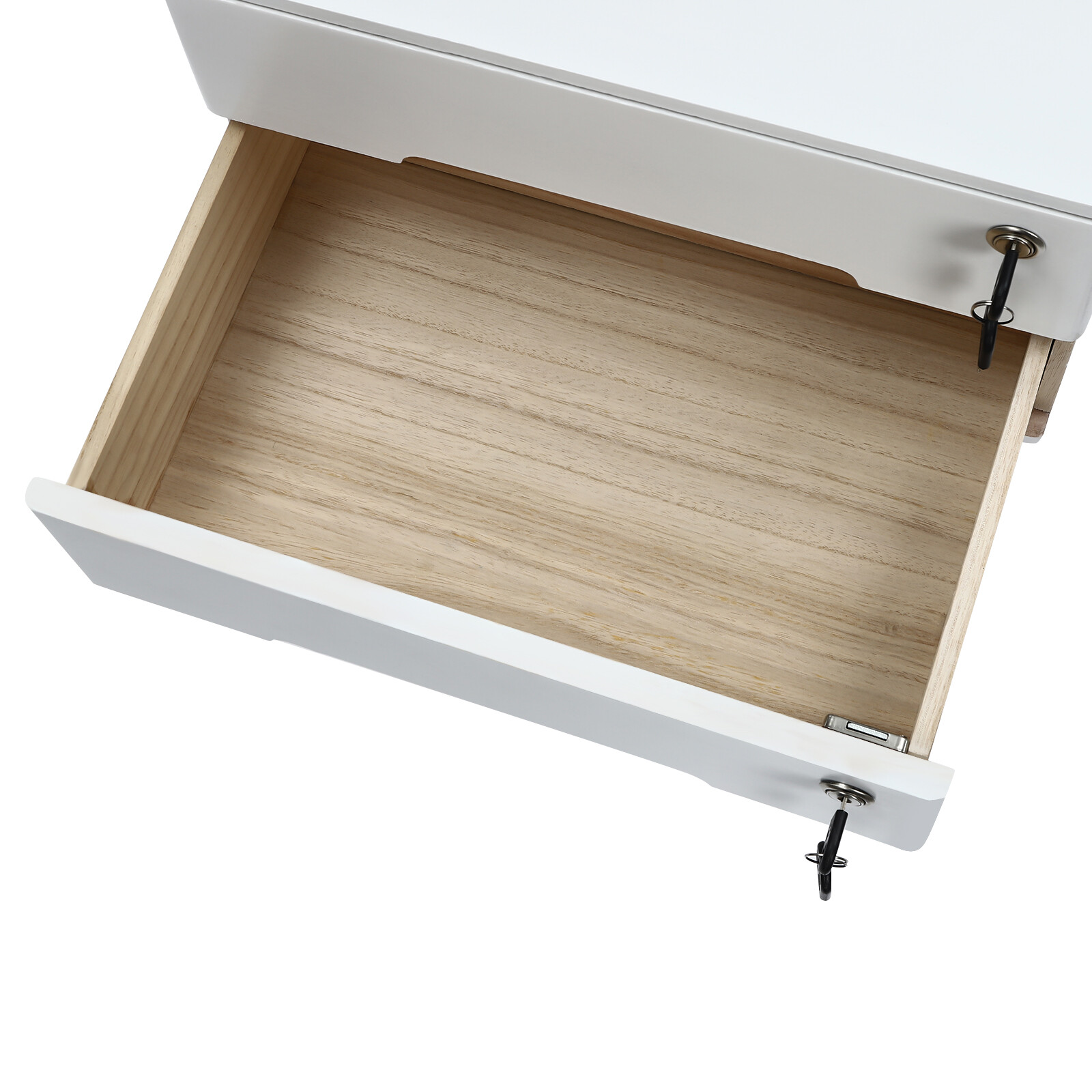 Compact Lockable 2-Drawer Wooden Desktop Storage Cabinet with Keys