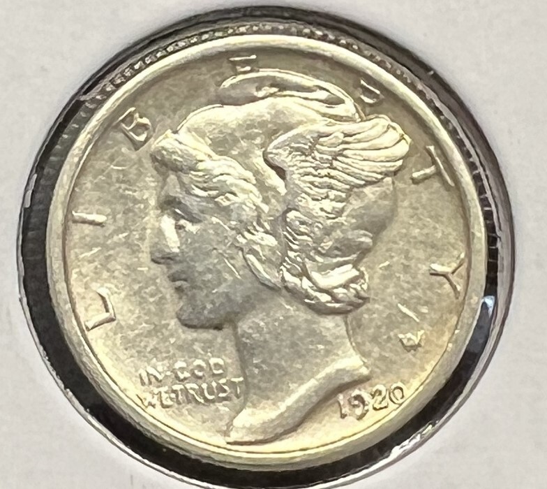 1920-D MERCURY SILVER DIME GRADES CHOICE ALMOST UNCIRCULATED   ACTUAL COIN #6185