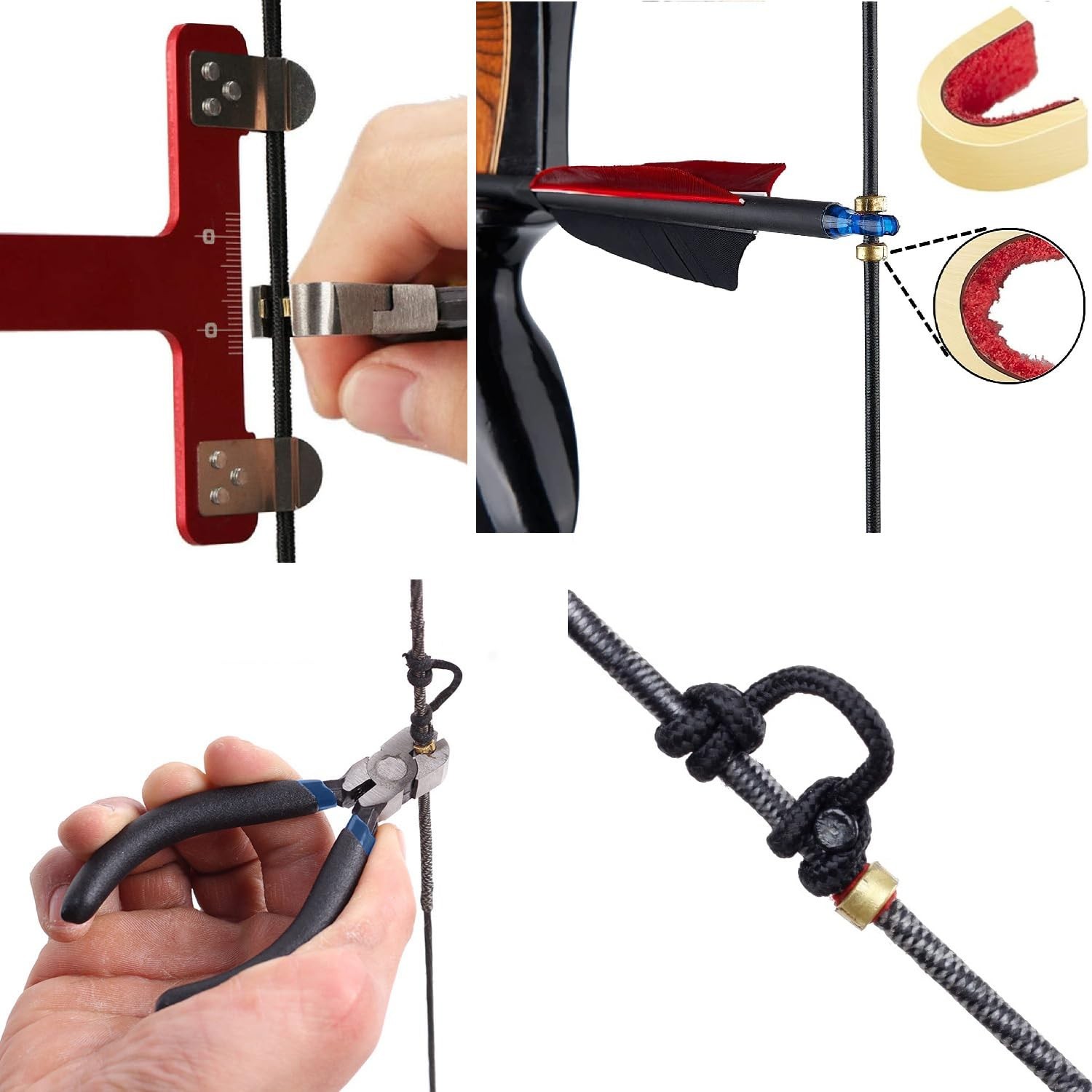 8Pcs Archery Nocking Point Set T Square Ruler Pliers Recurve Compound