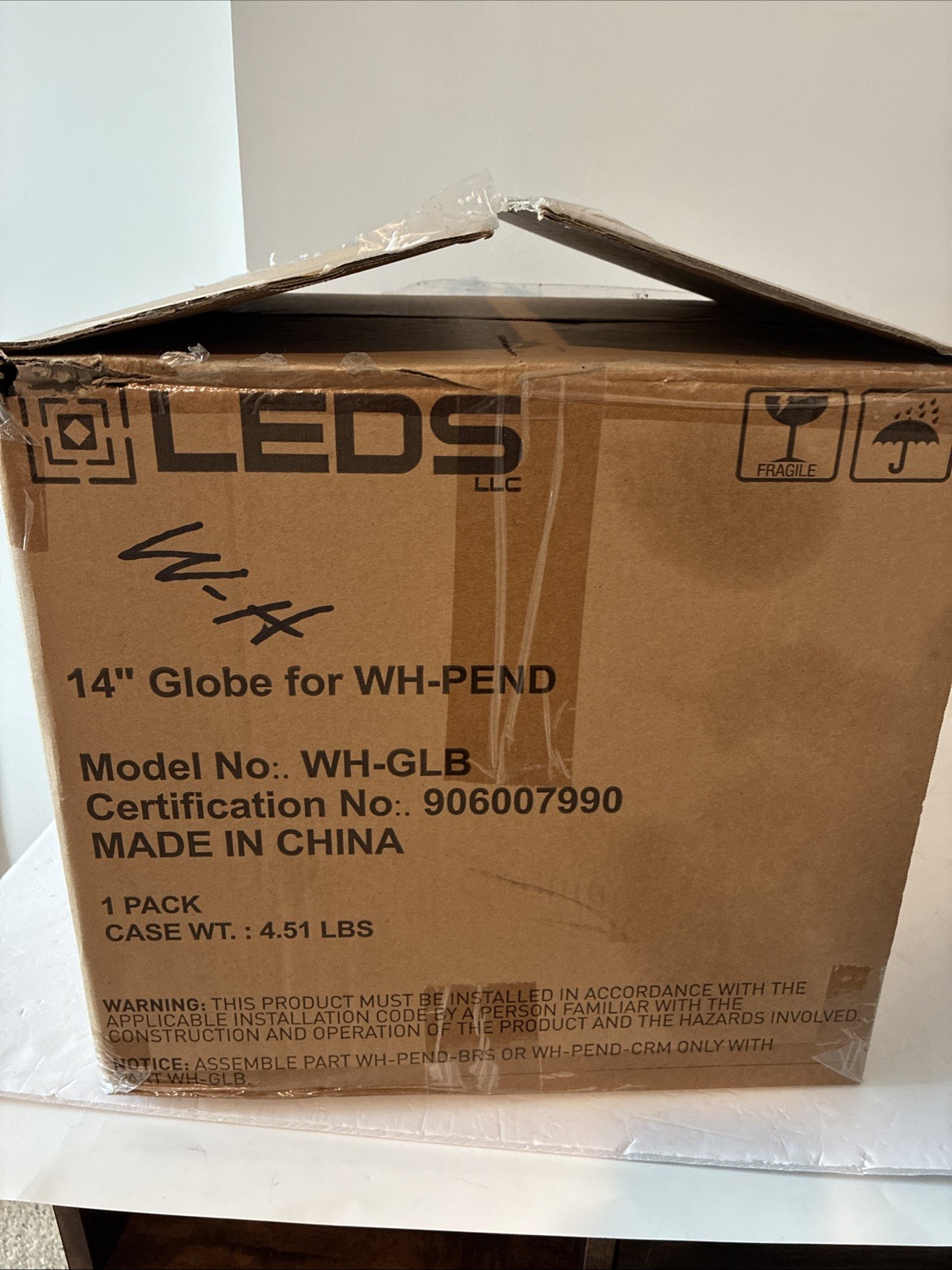 14" White Plastic Globe w/8" Opening for WH-PEND