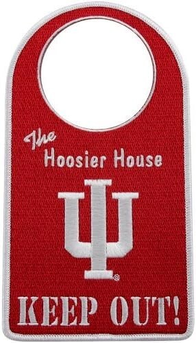 NCAA Indiana Hoosiers House KEEP OUT Door Sign Hanger Dorm Hotel Bed Room Office