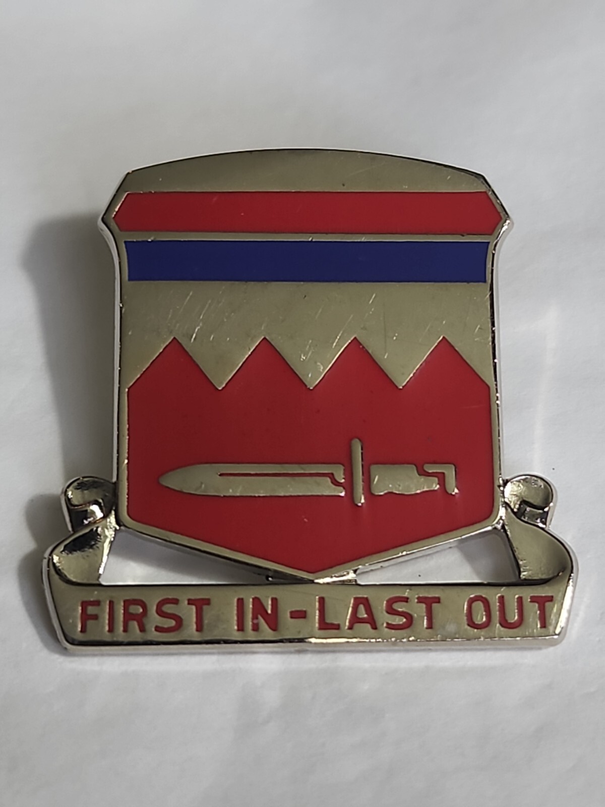 First In Last Out Army 65 Engineering Brigade Lapel Pin